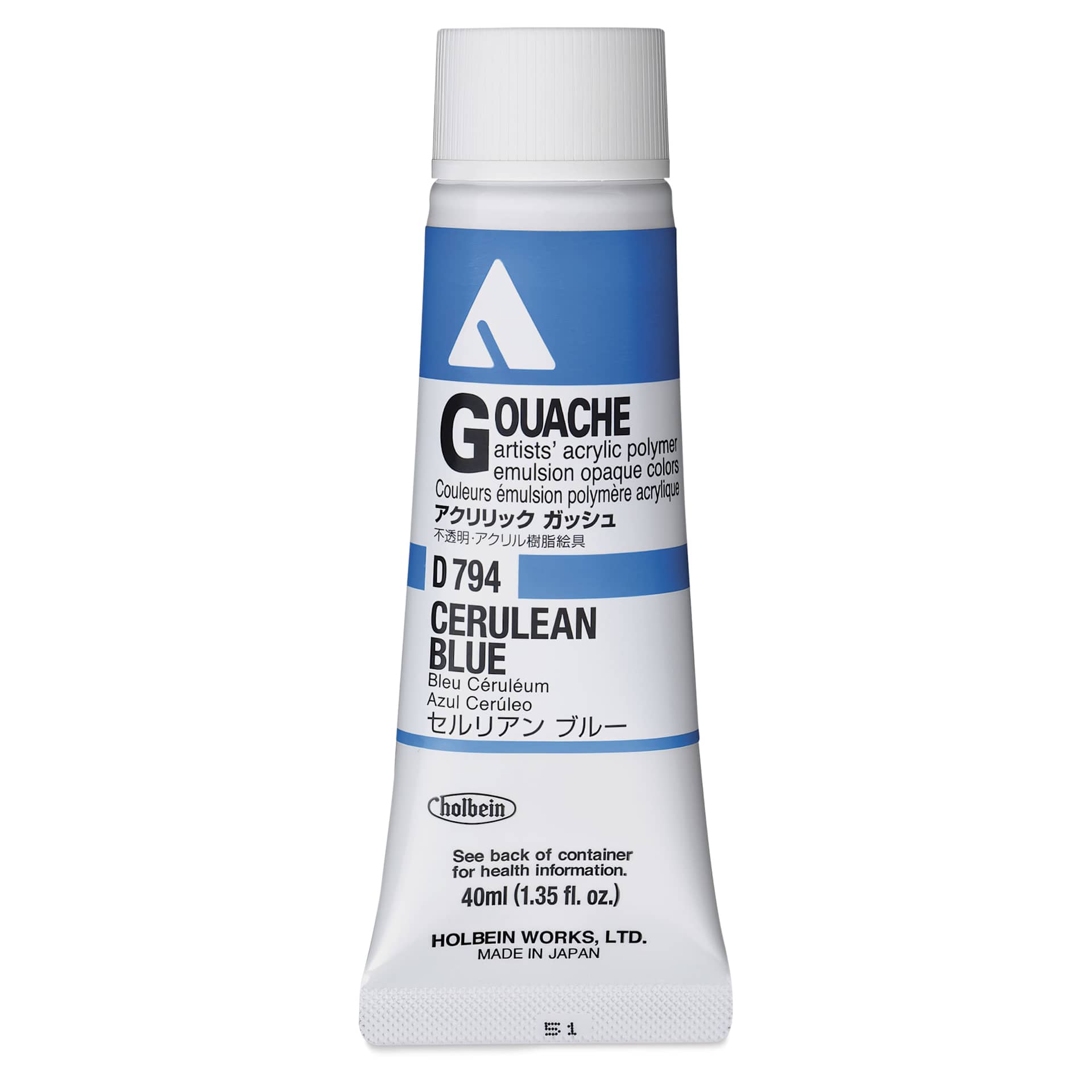 Holbein Acrylic Gouache – Cerulean Blue, 40 ml tube