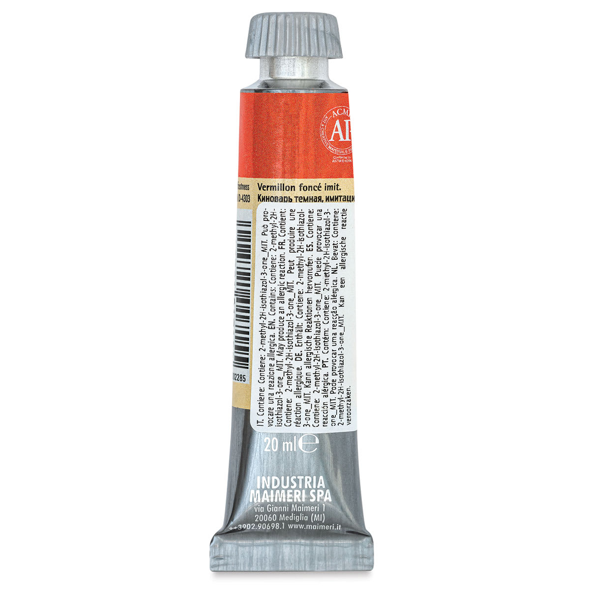 Maimeri Artist Gouache - Vermilion Deep Hue, 20 ml tube back