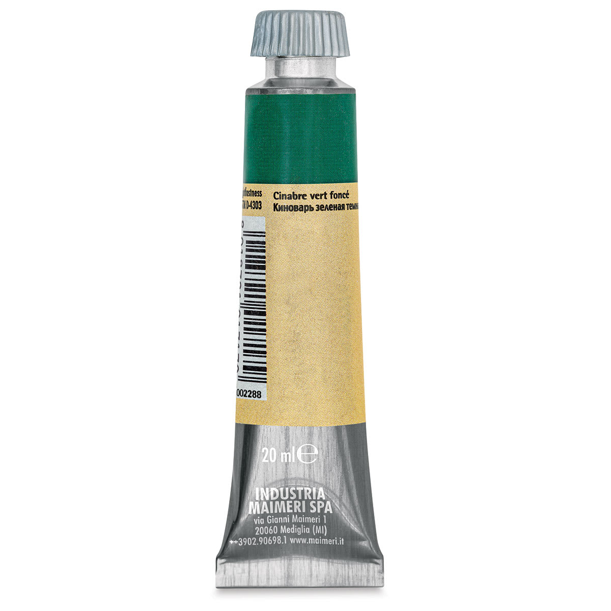 Maimeri Artist Gouache - Cinnabar Green Deep, 20 ml tube back