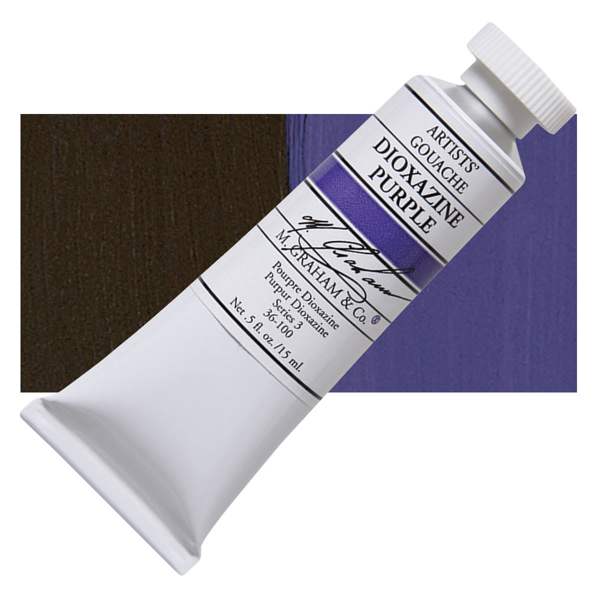 M. Graham Artists' Gouache - Dioxazine Purple, 15 ml tube and swatch