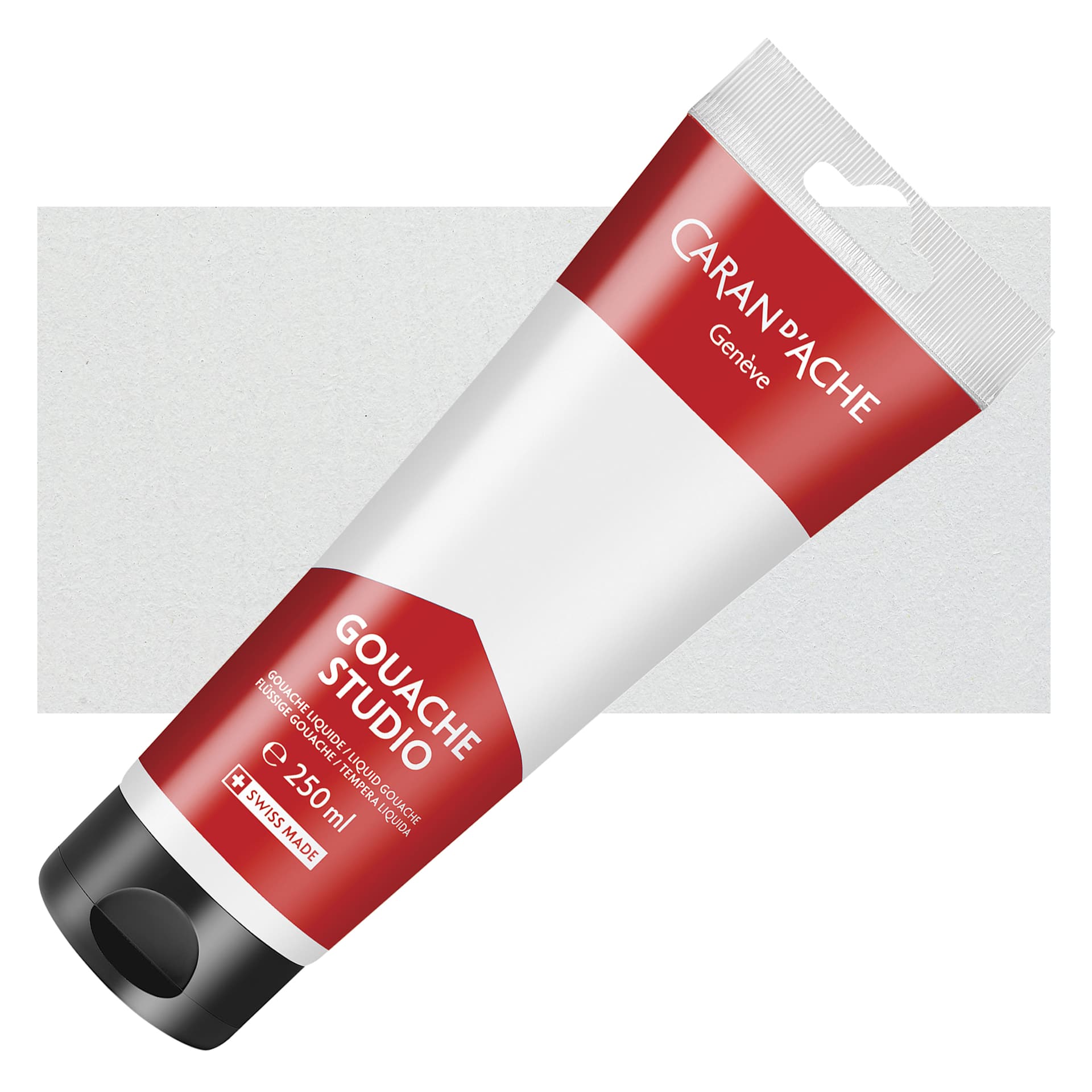 Caran d'Ache Studio Gouache - White, 250 ml, Tube and swatch