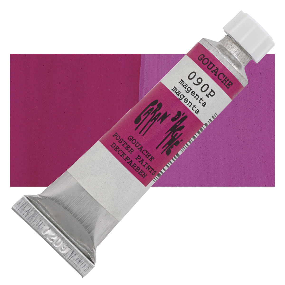 Caran d'Ache Studio Gouache - Magenta, 10 ml, Tube and swatch