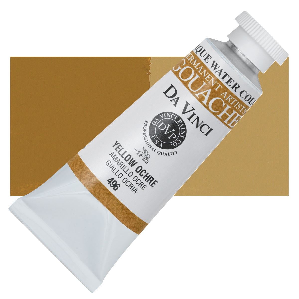 Da Vinci Professional Gouache - Yellow Ochre, 37 ml tube and swatch