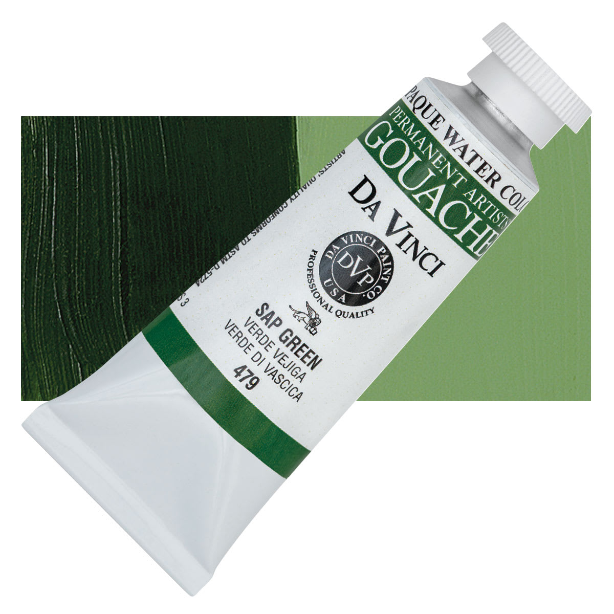 Da Vinci Professional Gouache - Sap Green, 37 ml tube and swatch