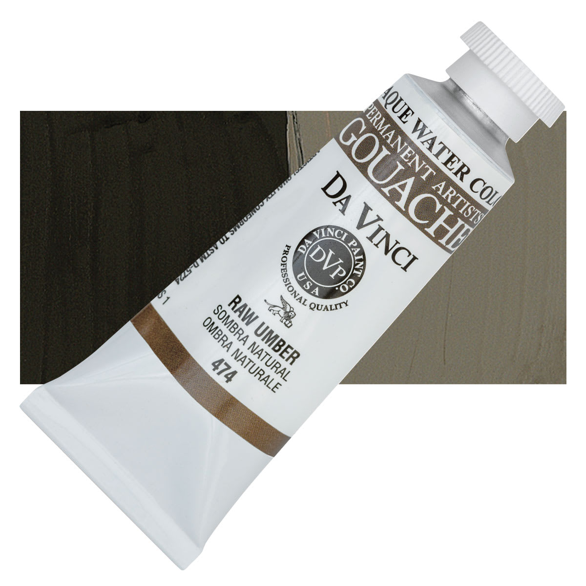 Da Vinci Professional Gouache - Raw Umber, 37 ml tube and swatch