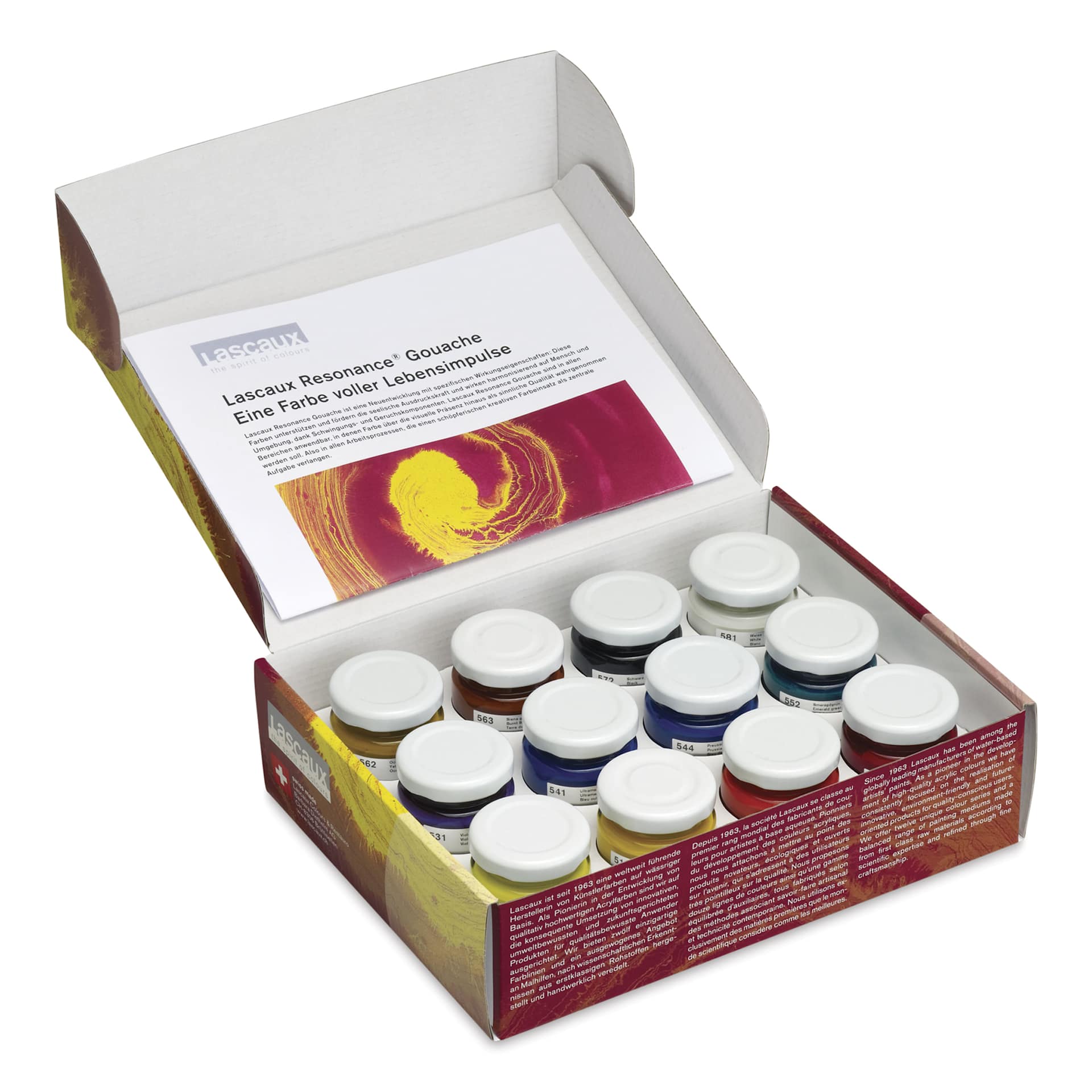 Lascaux Acrylic Gouache - Set of 12, Assorted, 50 ml