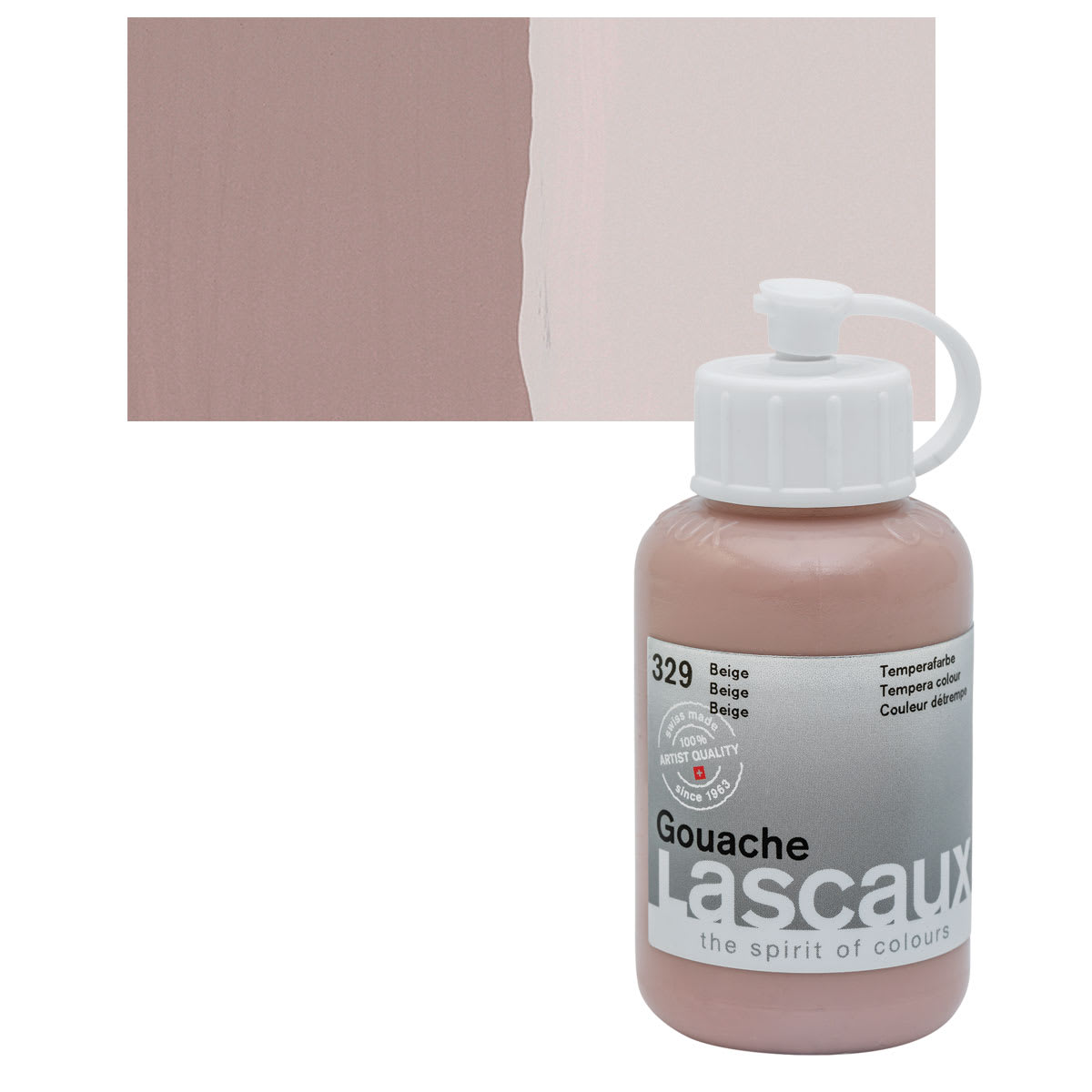 Lascaux Acrylic Gouache - Beige, 85 ml bottle and swatch