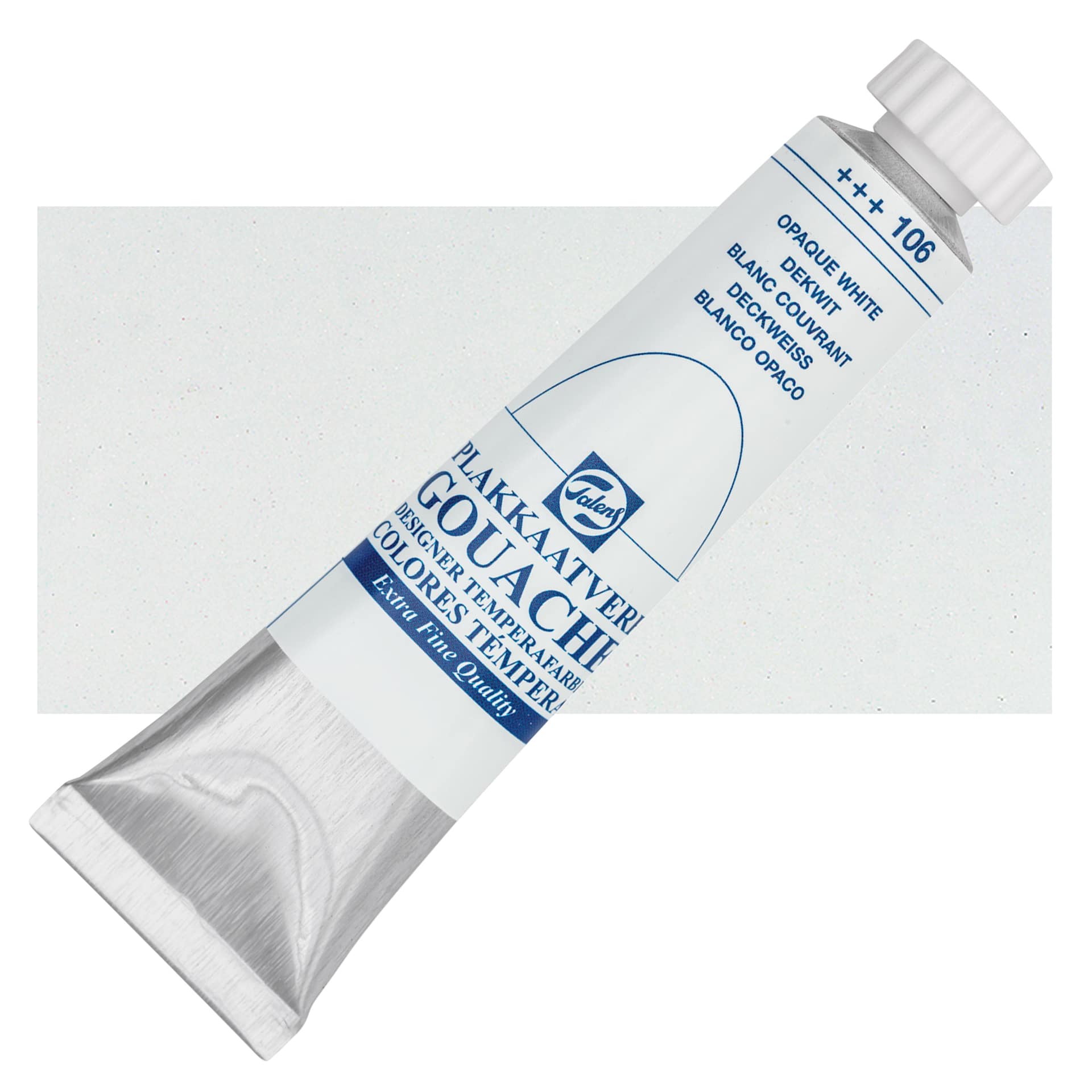 Royal Talens Gouache - Opaque White Extra, 20 ml tube and swatch