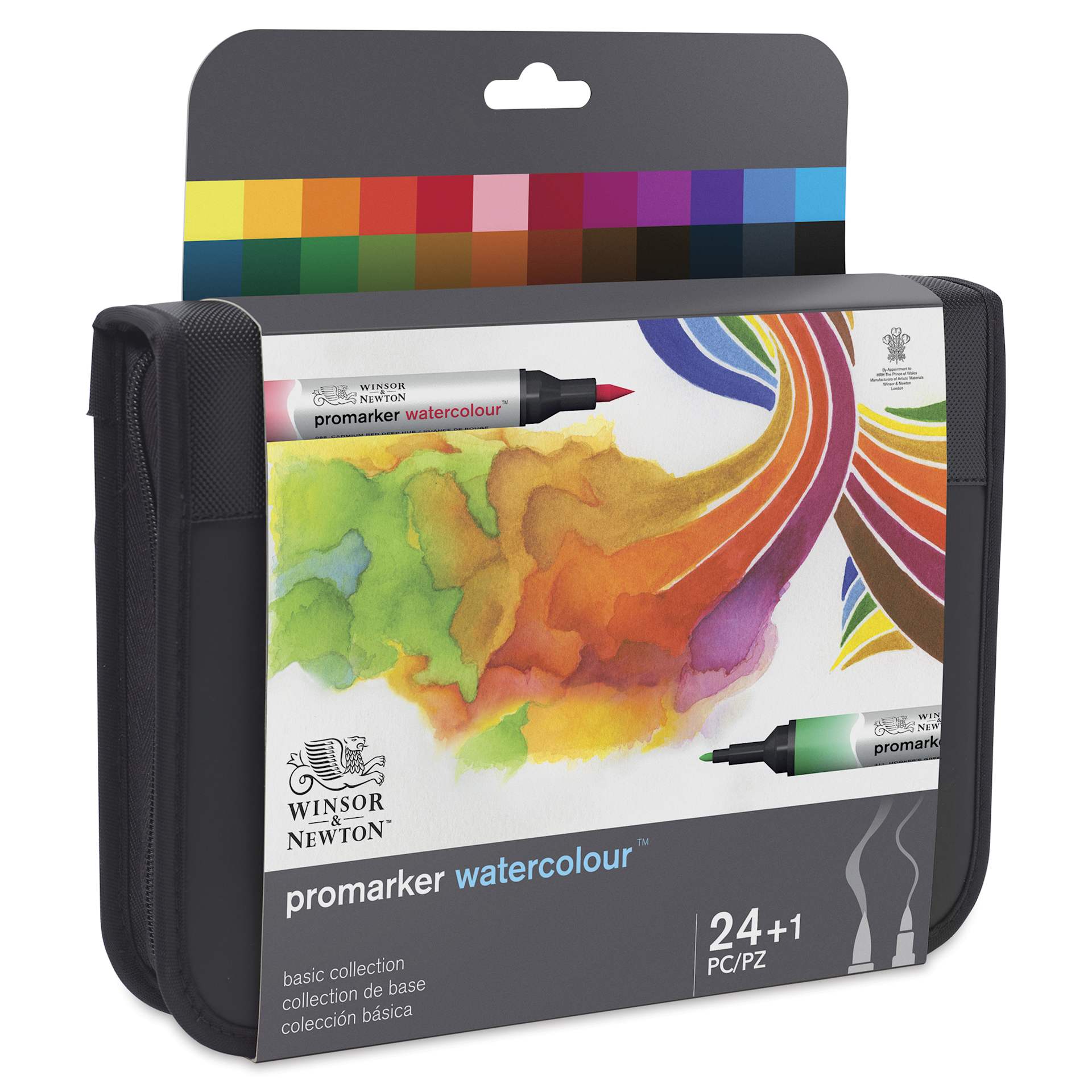 Winsor & Newton Promarker Watercolor Markers - Basic Colors, Set of 24, front of packaging