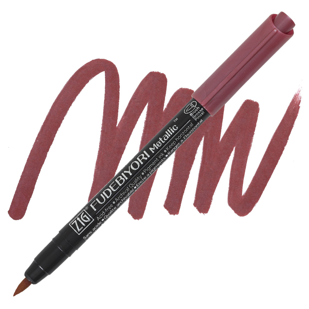 Zig Fudebiyori Metallic Brush Pen - Red pen and swatch