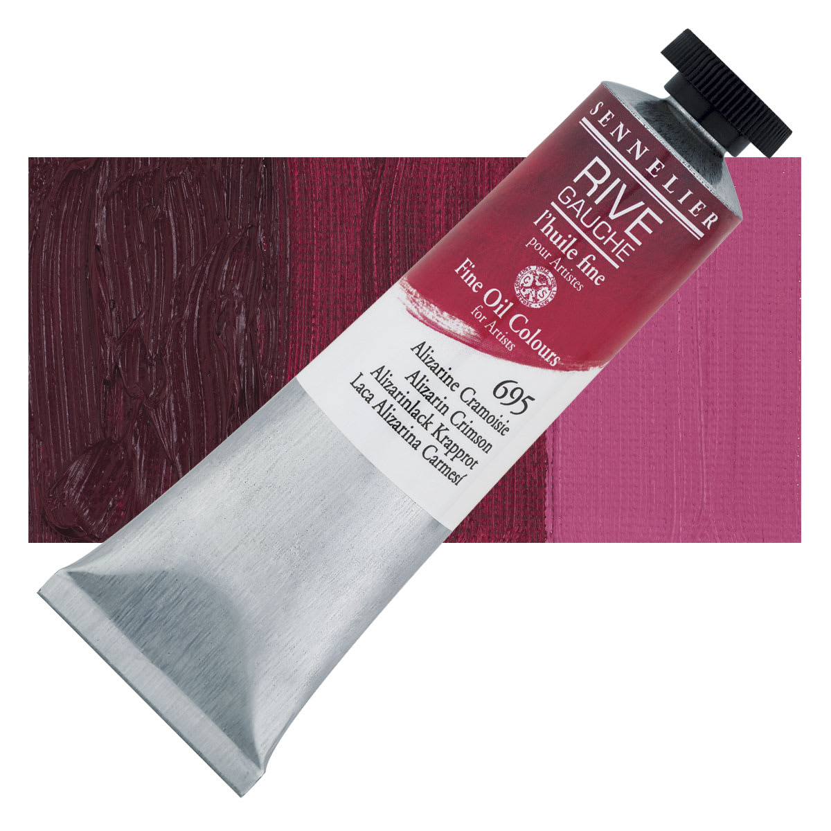 Sennelier Rive Gauche Artists Oil Color - Alizarin Crimson, 40 ml tube and swatch