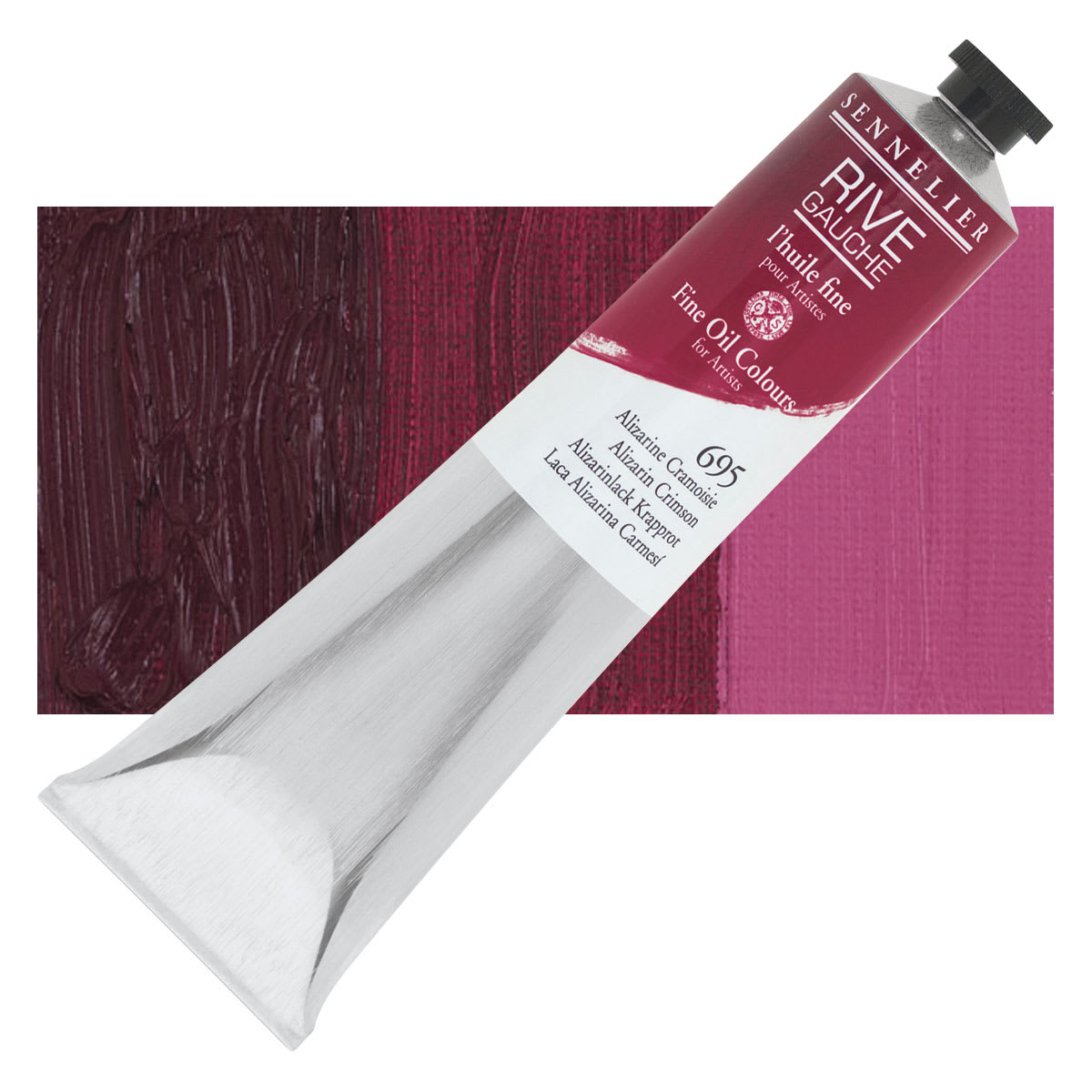 Sennelier Rive Gauche Artists Oil Color - Alizarin Crimson, 200 ml tube and swatch