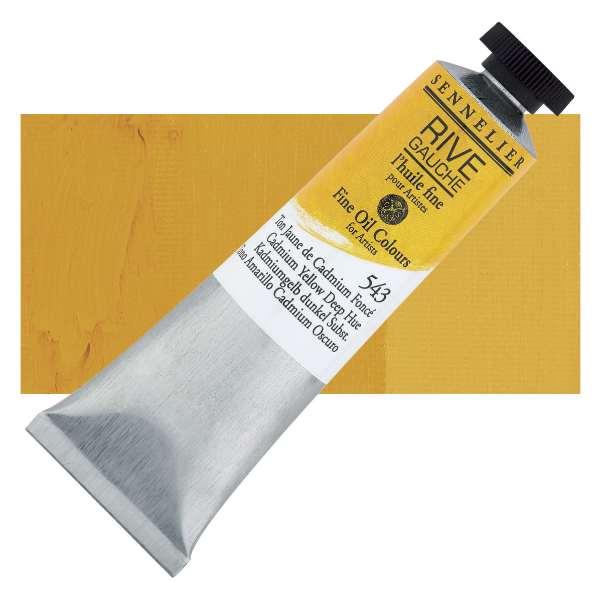 Sennelier Rive Gauche Artists Oil Color - Cadmium Yellow Deep Hue, 40 ml tube and swatch