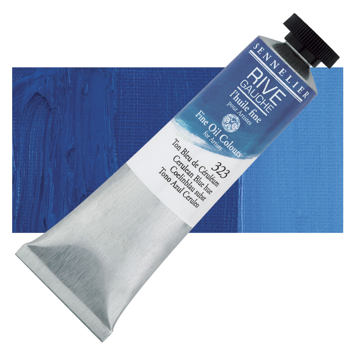 Sennelier Rive Gauche Artists Oil Color - Cerulean Blue Hue, 40 ml tube and swatch