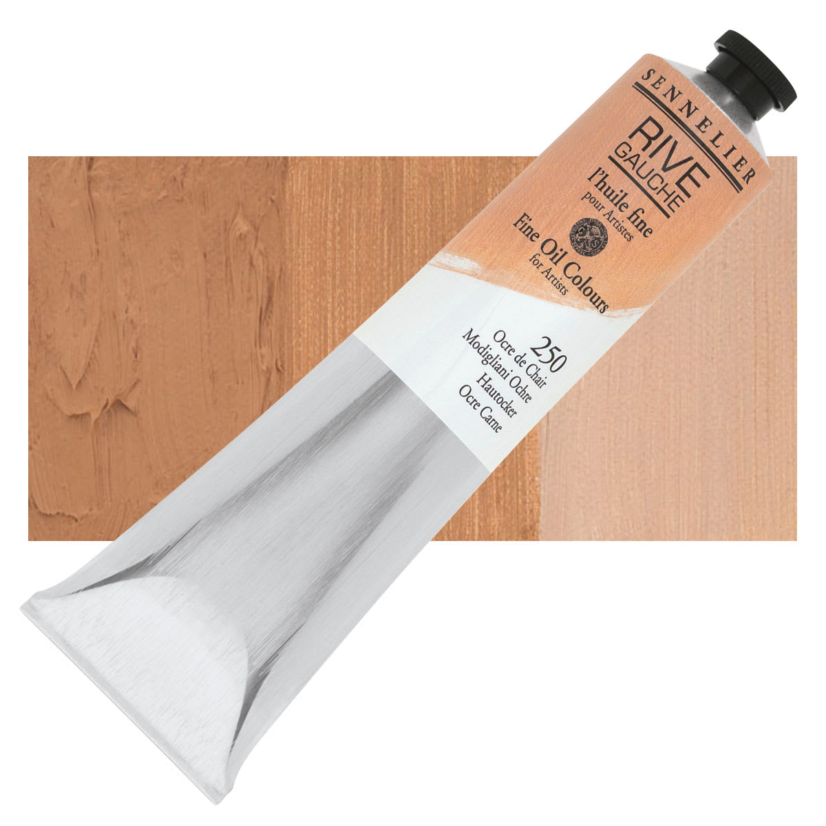Sennelier Rive Gauche Artists Oil Color - Modigliani Ochre, 200 ml tube and swatch