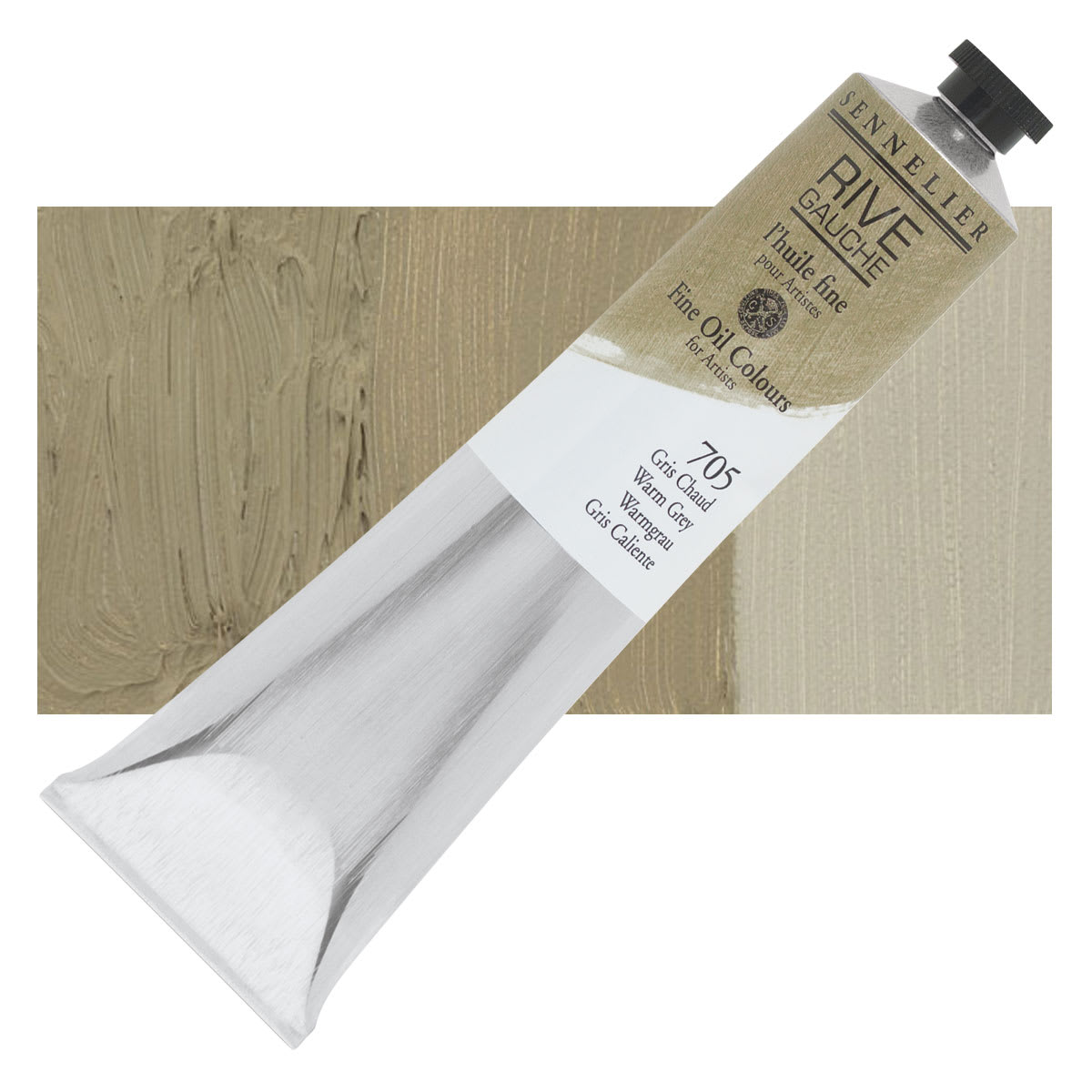 Sennelier Rive Gauche Artists Oil Color - Warm Grey, 200 ml tube and swatch