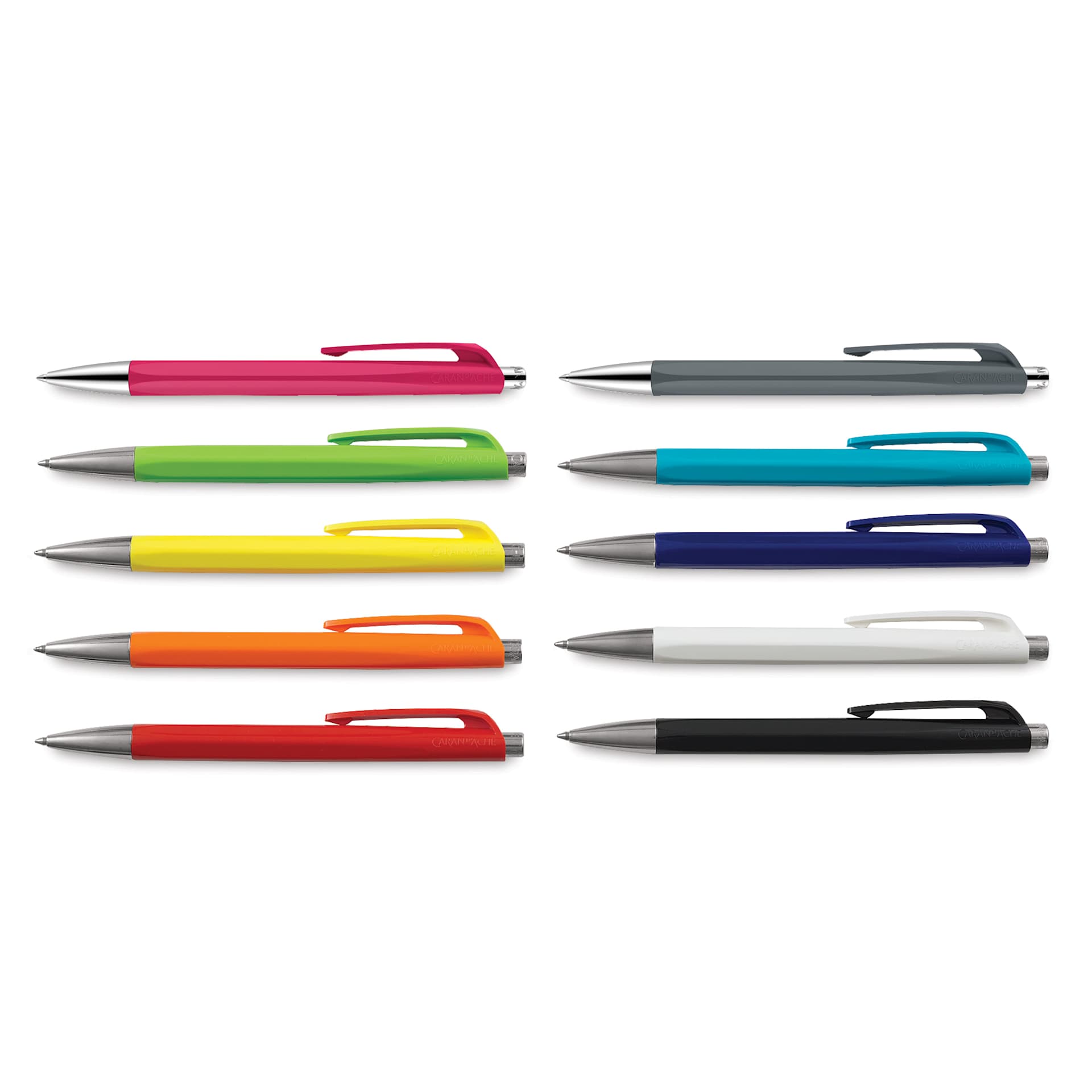 Infinite Ball Point Pen - Ten colors of pens shown in two rows