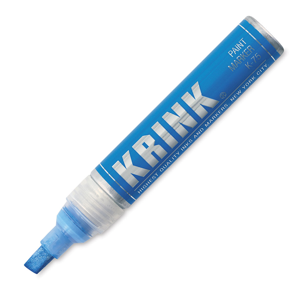 Krink K-75 Paint Marker - Angled view of Blue uncapped Marker
Krink K-75 Paint Marker - Angled view of Blue uncapped Marker