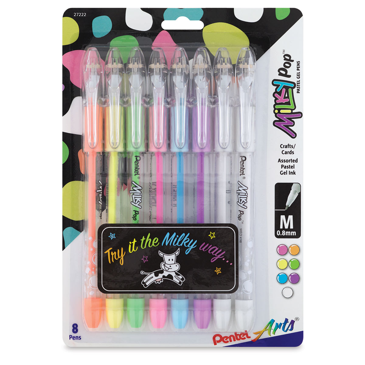 Pentel Milky Pop Pens - Set of 8, Assorted Colors, front of the packaging