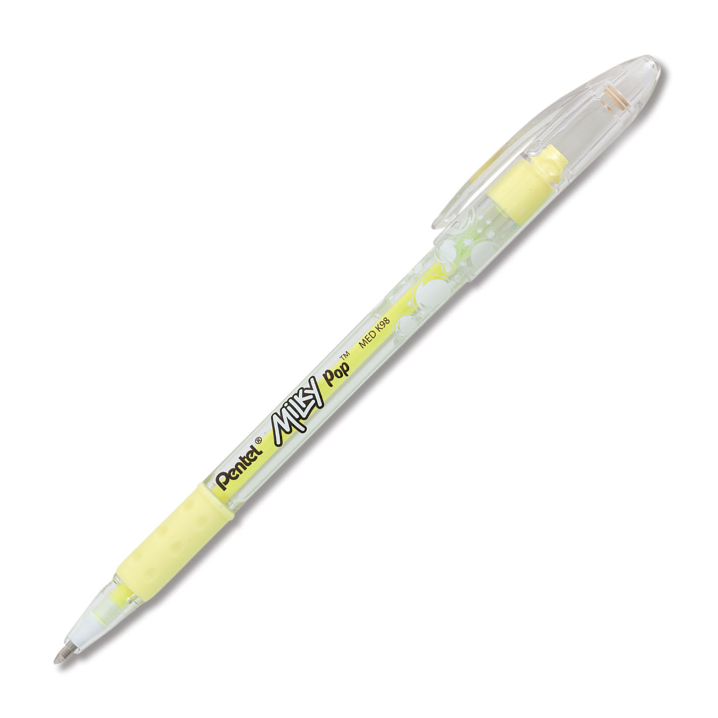 Pentel Milky Pop Pen Set - Angled view of Yellow pen