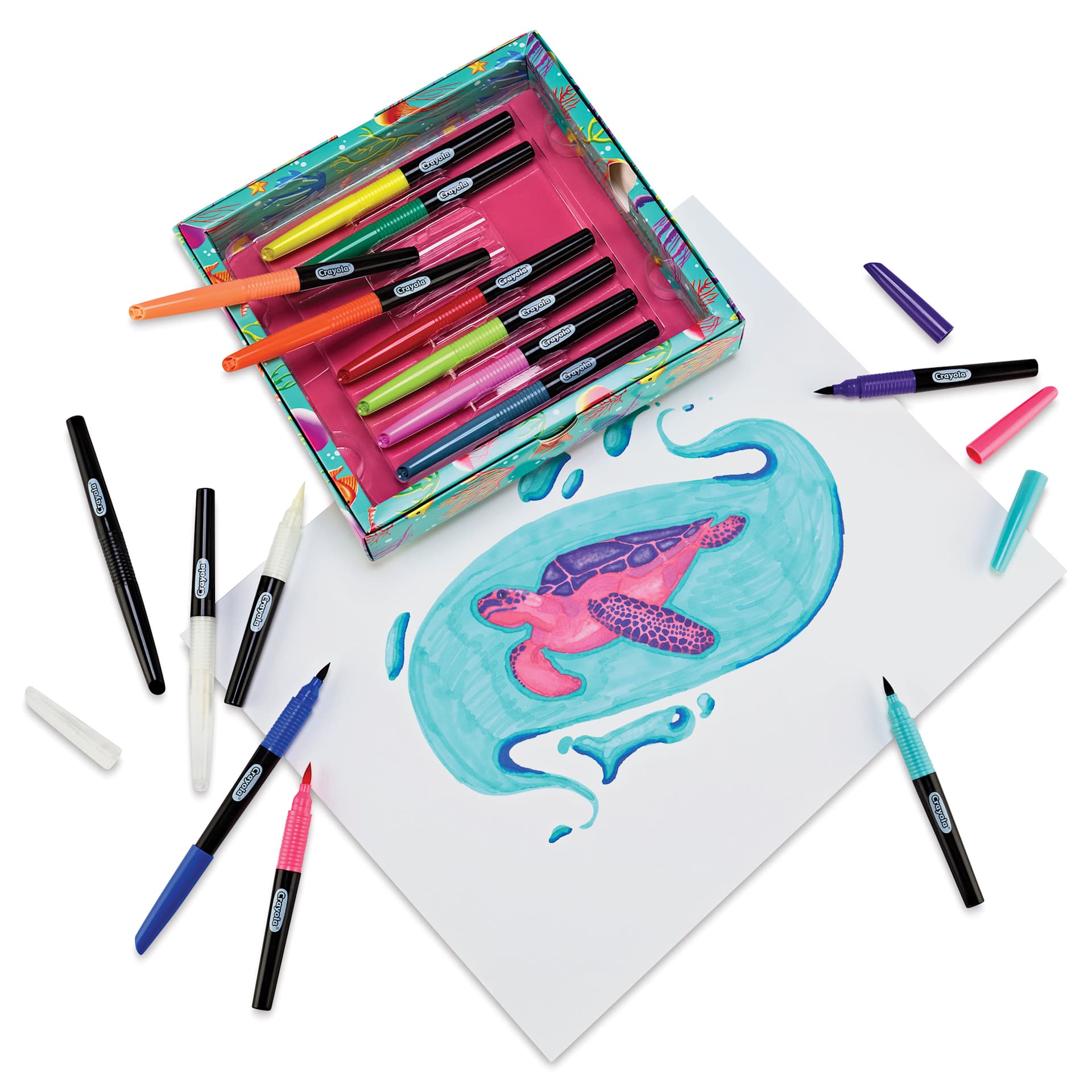 Crayola Signature Blending Markers - Set of 16, drawing and set contents