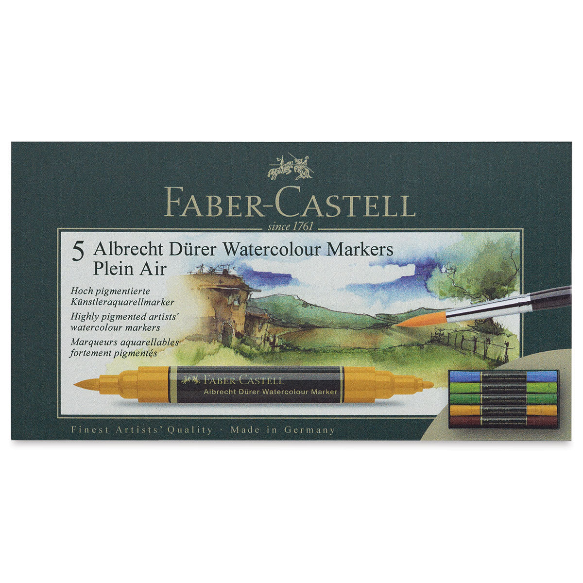 Faber-Castell Albrecht Dürer Watercolor Markers - Plein Air Tones, Set of 5 (front of package)