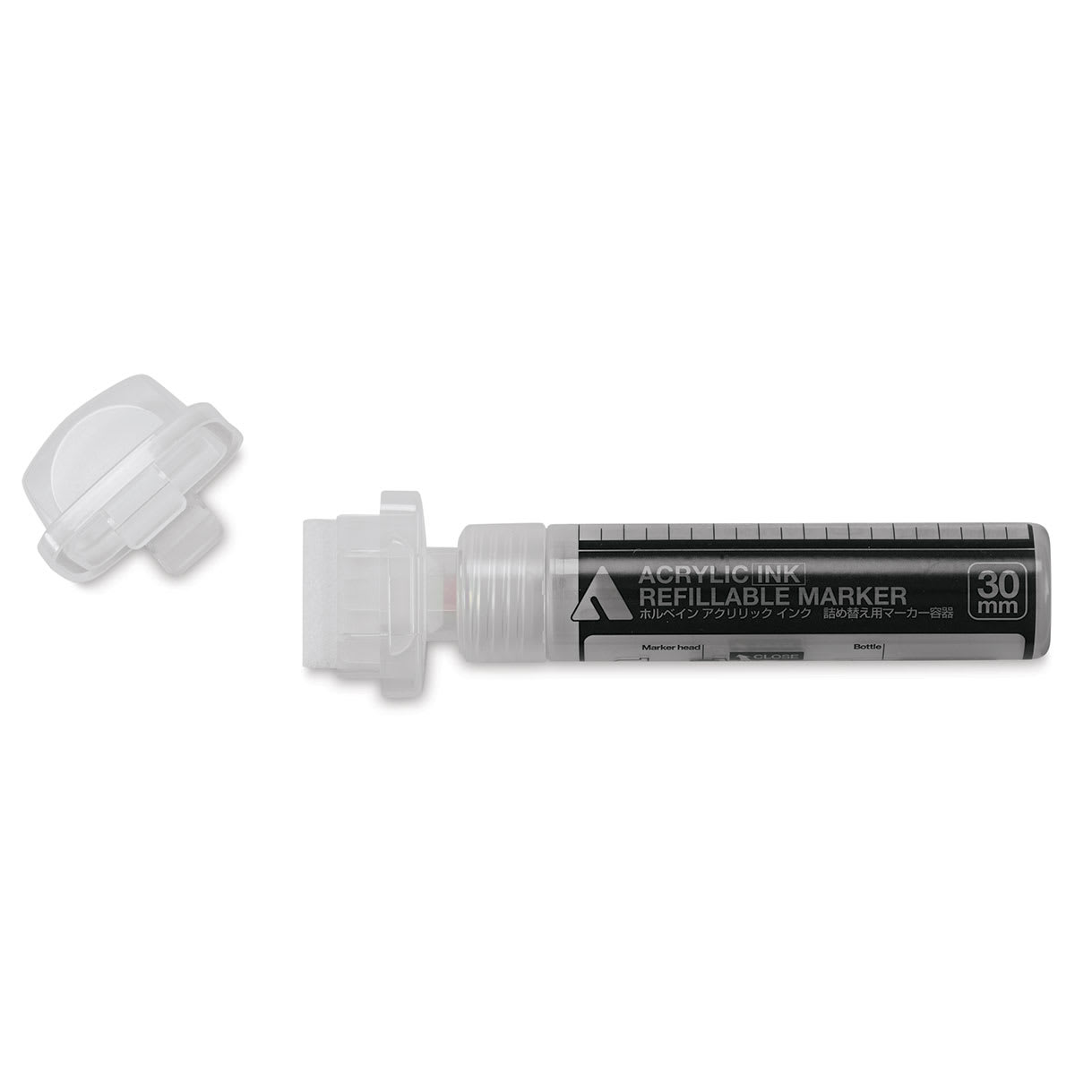 Holbein Refillable Markers - 30 mm Marker shown horizontally and uncapped 