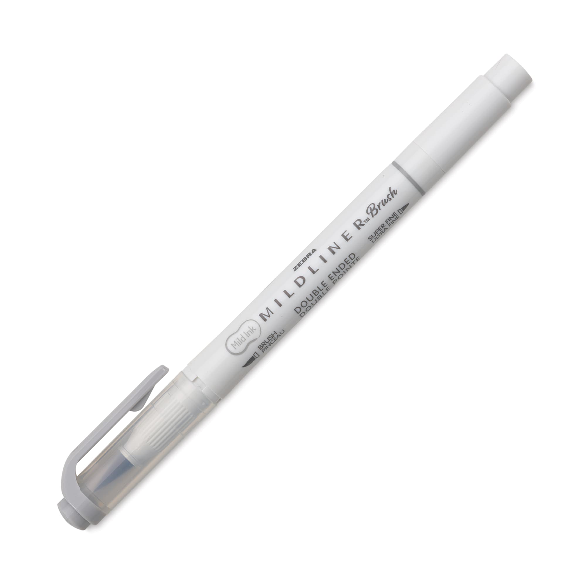 Zebra Mildliner Double Ended Brush Pen - Gray, caps on