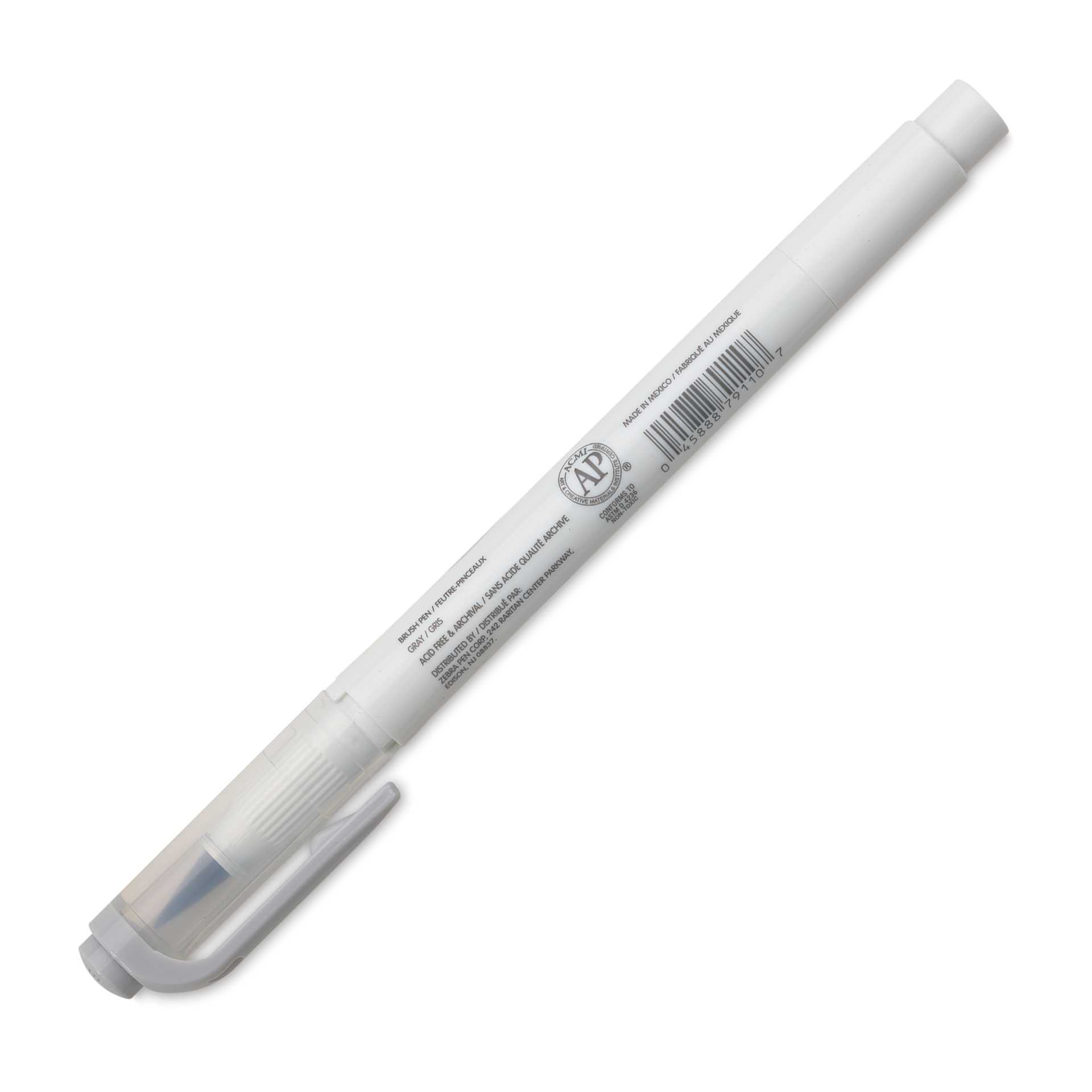 Zebra Mildliner Double Ended Brush Pen - Gray, caps on showing side of the pen barrel