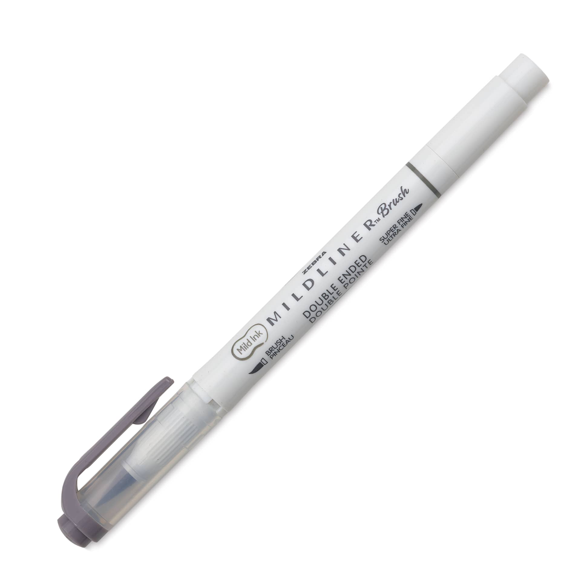 Zebra Mildliner Double Ended Brush Pen - Dark Gray, caps on