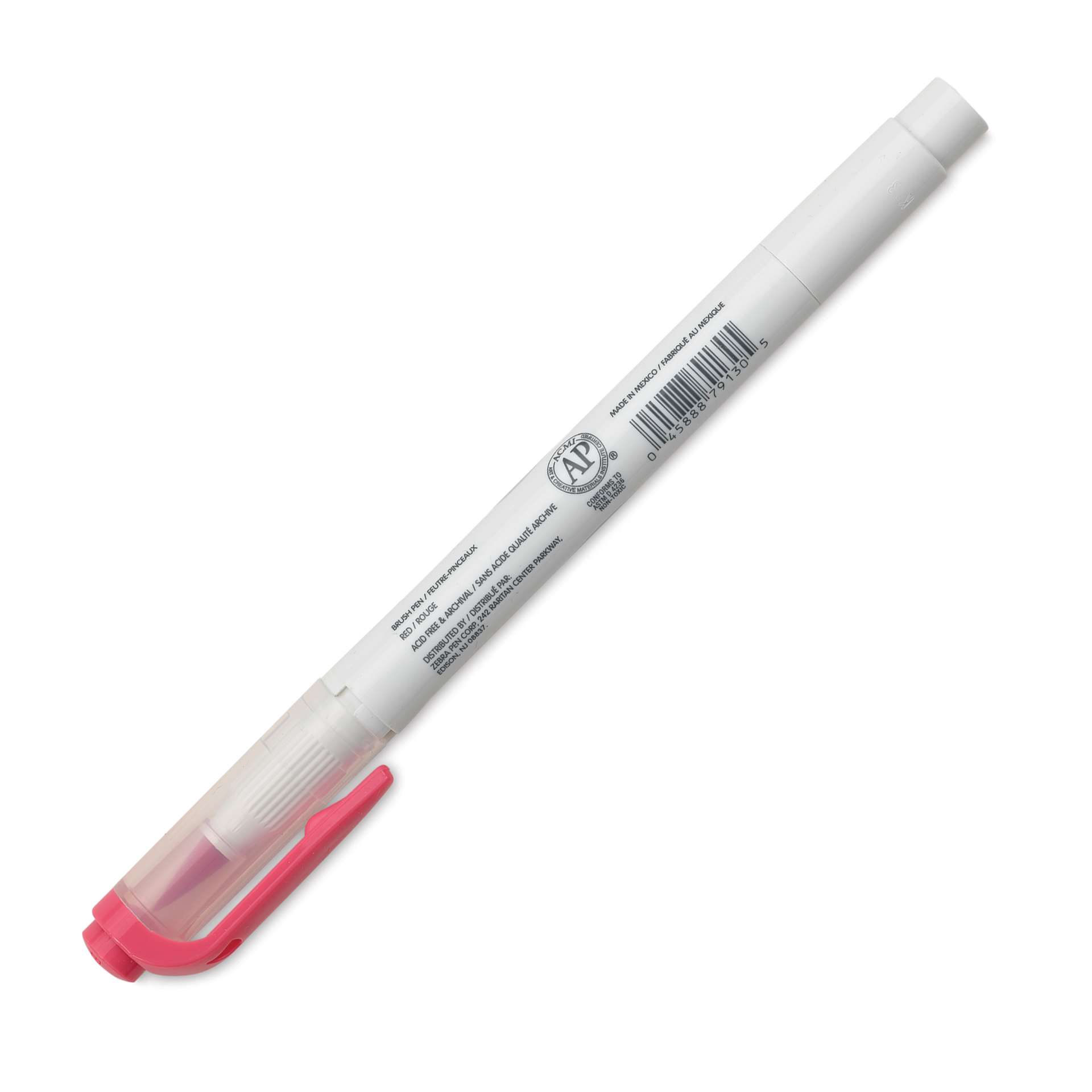 Zebra Mildliner Double Ended Brush Pen - Red, caps on showing side of the pen barrel