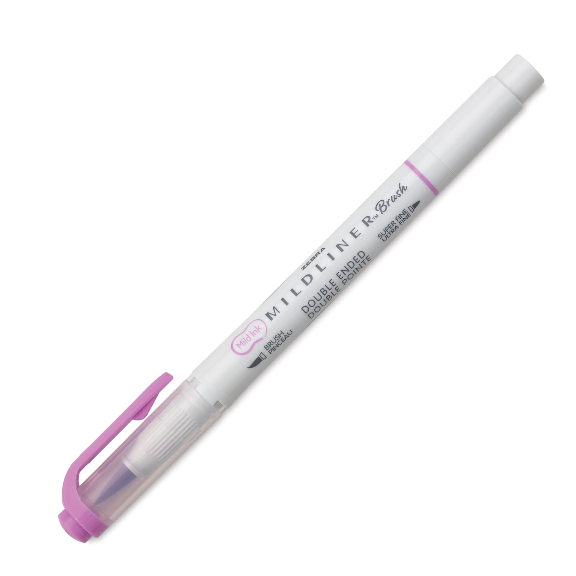 Zebra Mildliner Double Ended Brush Pen - Magenta, caps on