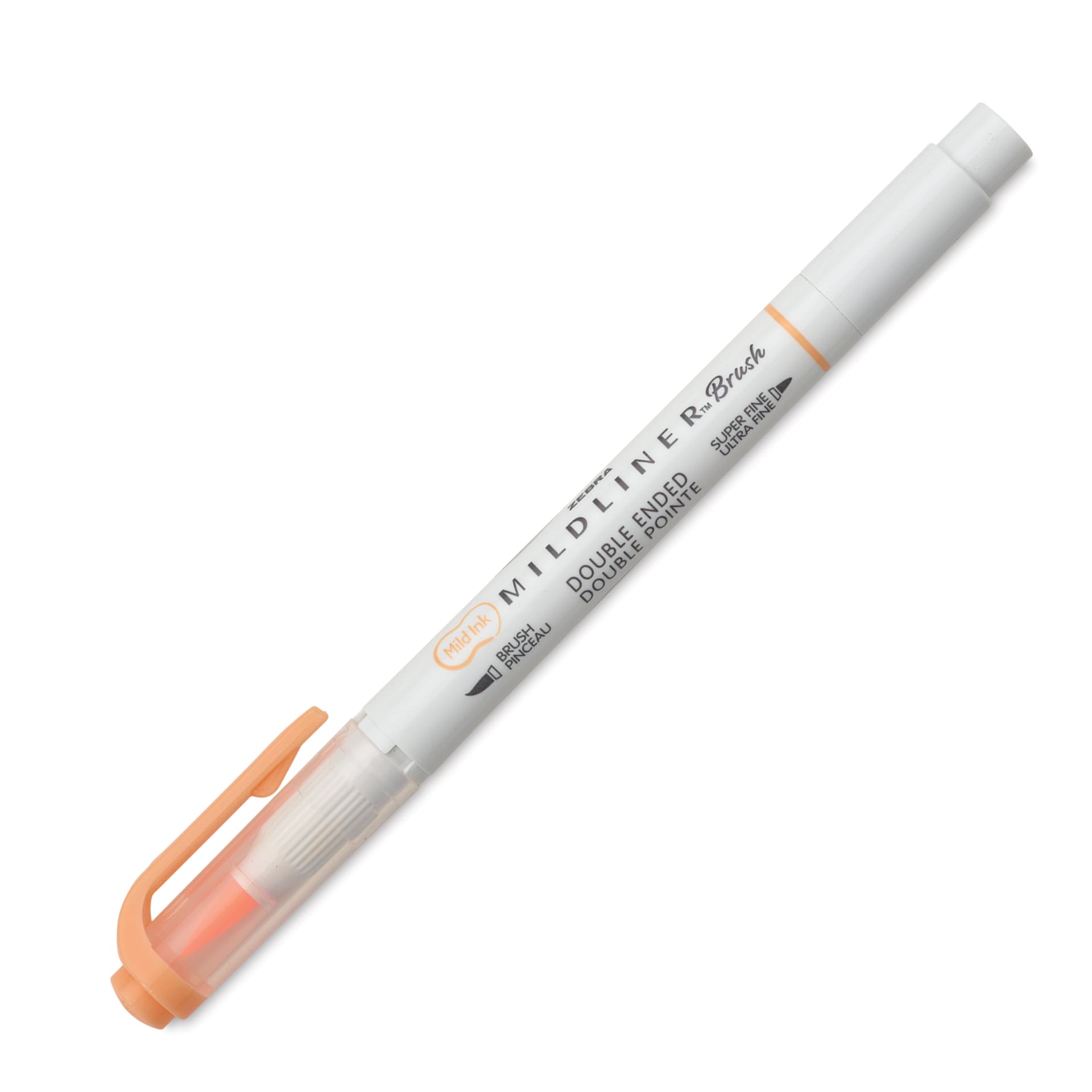 Zebra Mildliner Double Ended Brush Pen - Orange, caps on