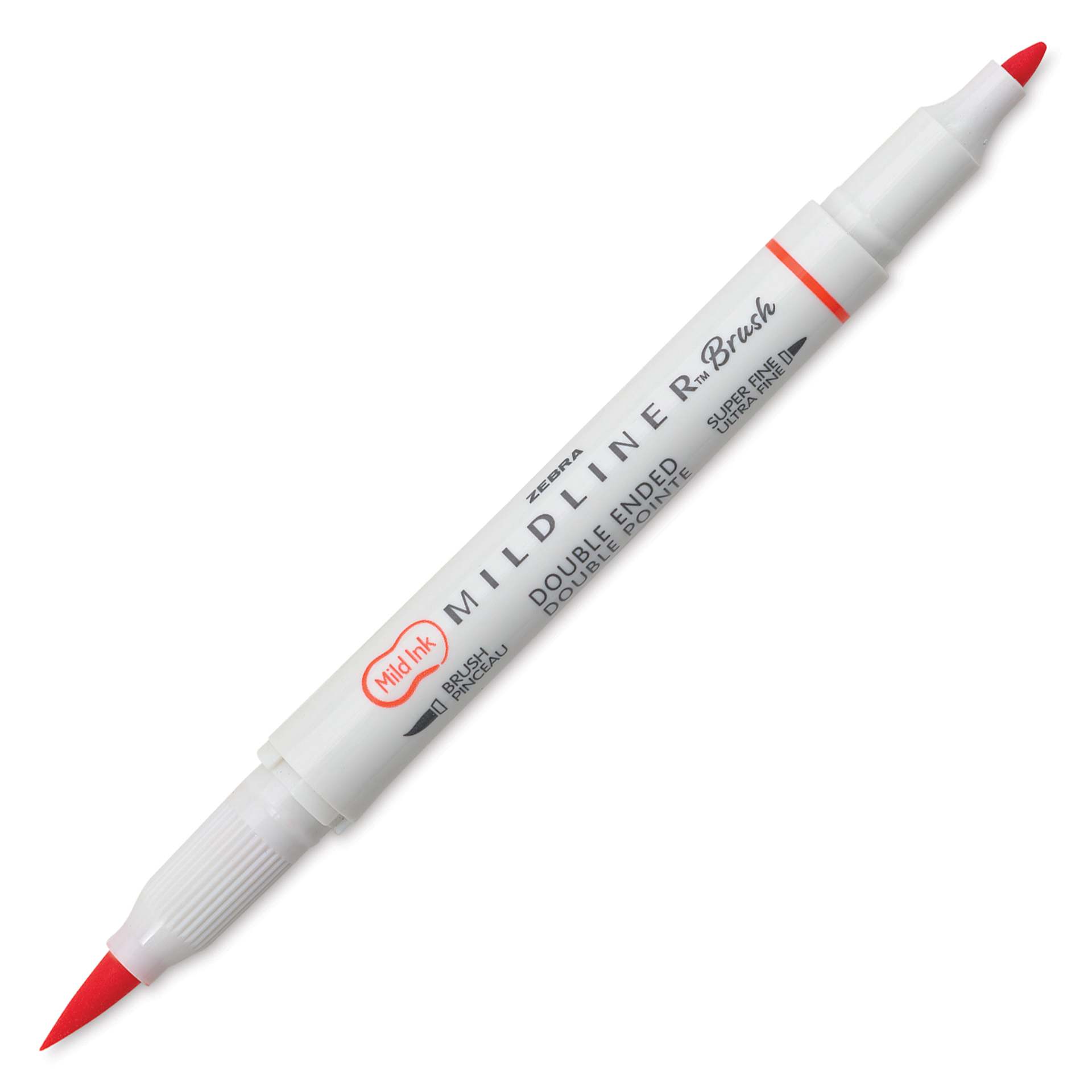 Zebra Mildliner Double Ended Brush Pen - Marigold, caps off