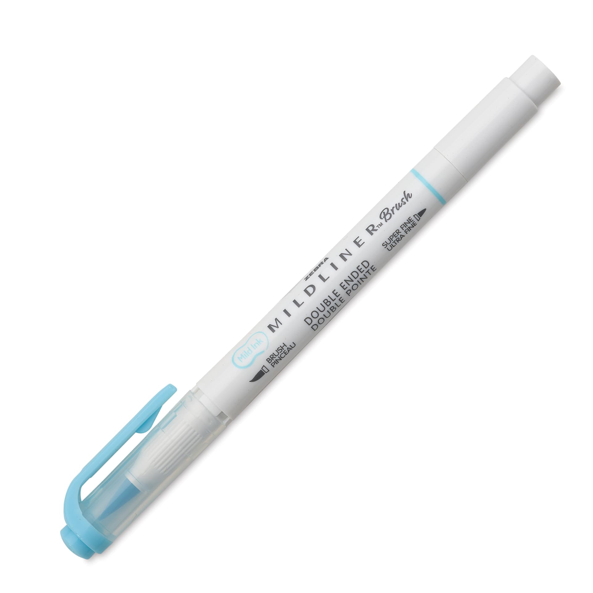 Zebra Mildliner Double Ended Brush Pen - Blue, caps on