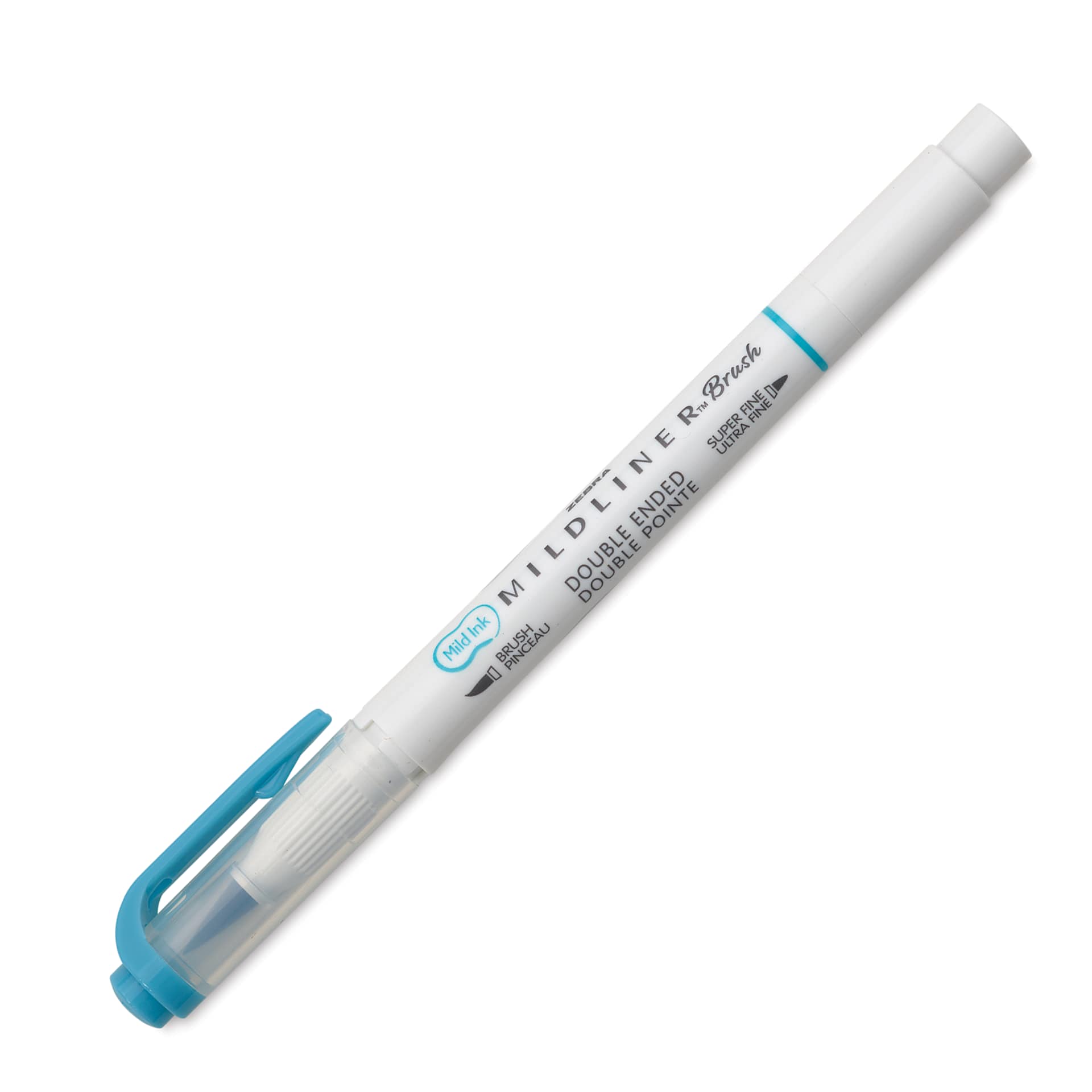 Zebra Mildliner Double Ended Brush Pen - Smoke Blue, caps on