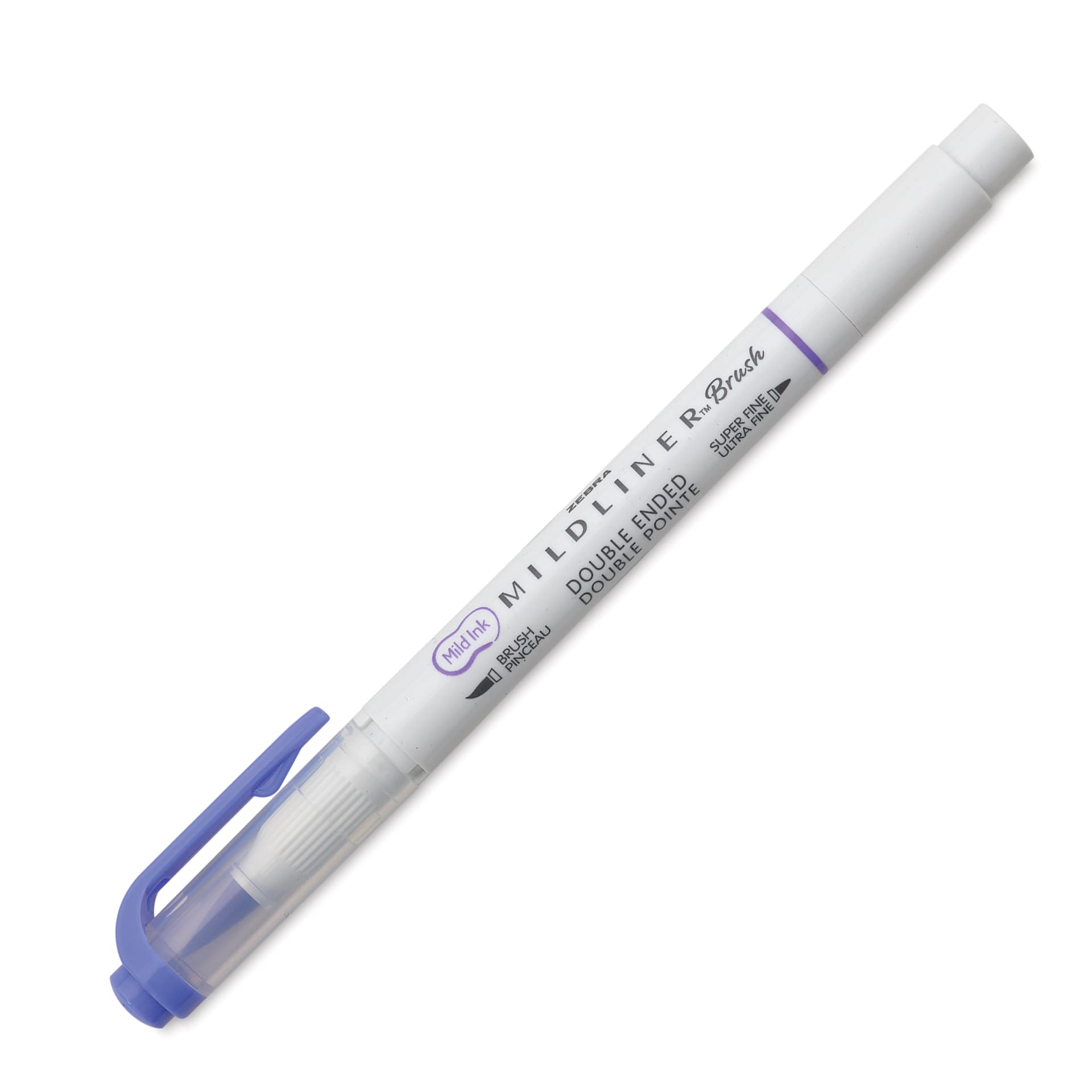 Zebra Mildliner Double Ended Brush Pen - Lavender, caps on