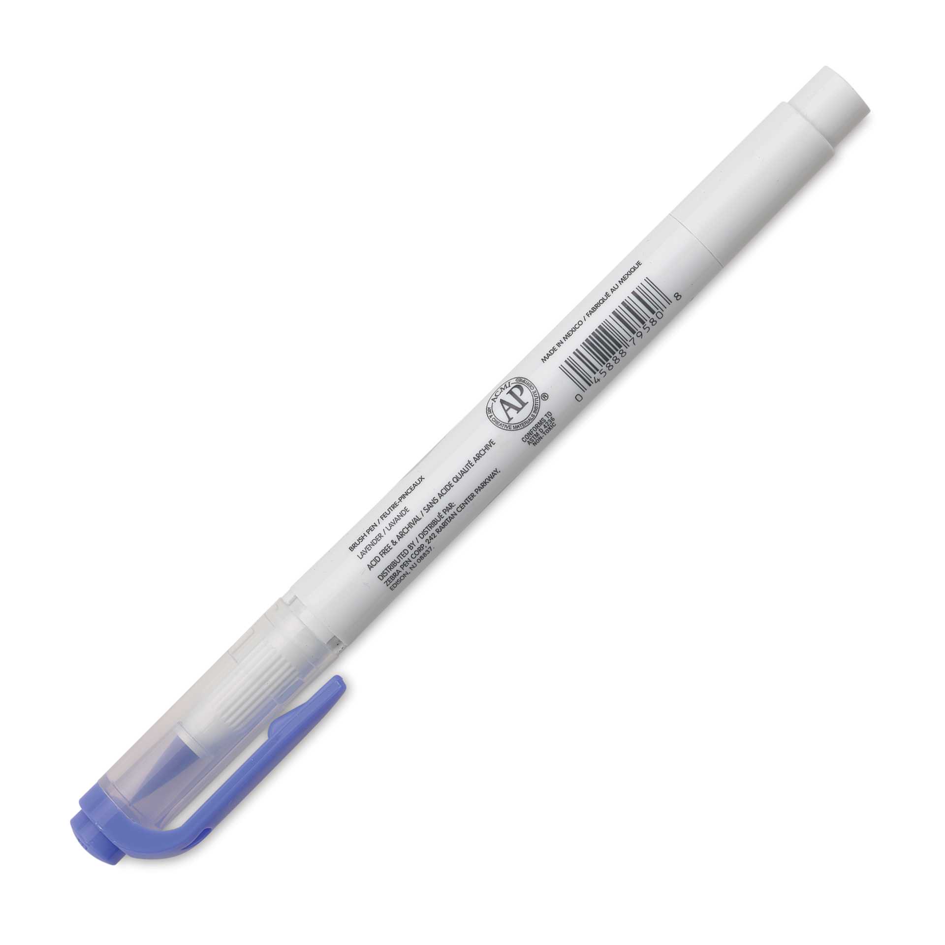 Zebra Mildliner Double Ended Brush Pen - Lavender, caps on showing side of the pen barrel