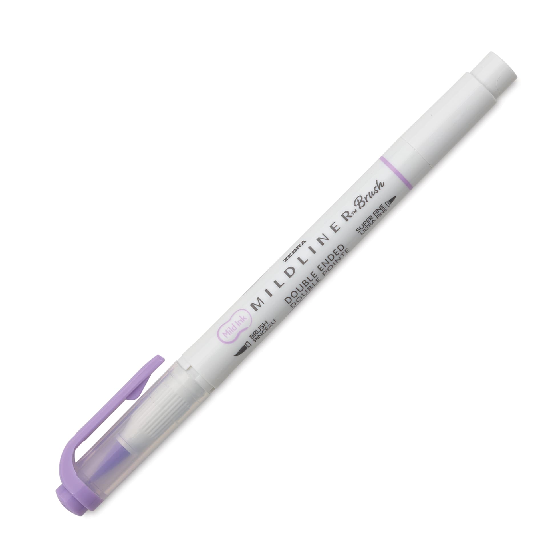 Zebra Mildliner Double Ended Brush Pen - Violet, caps on