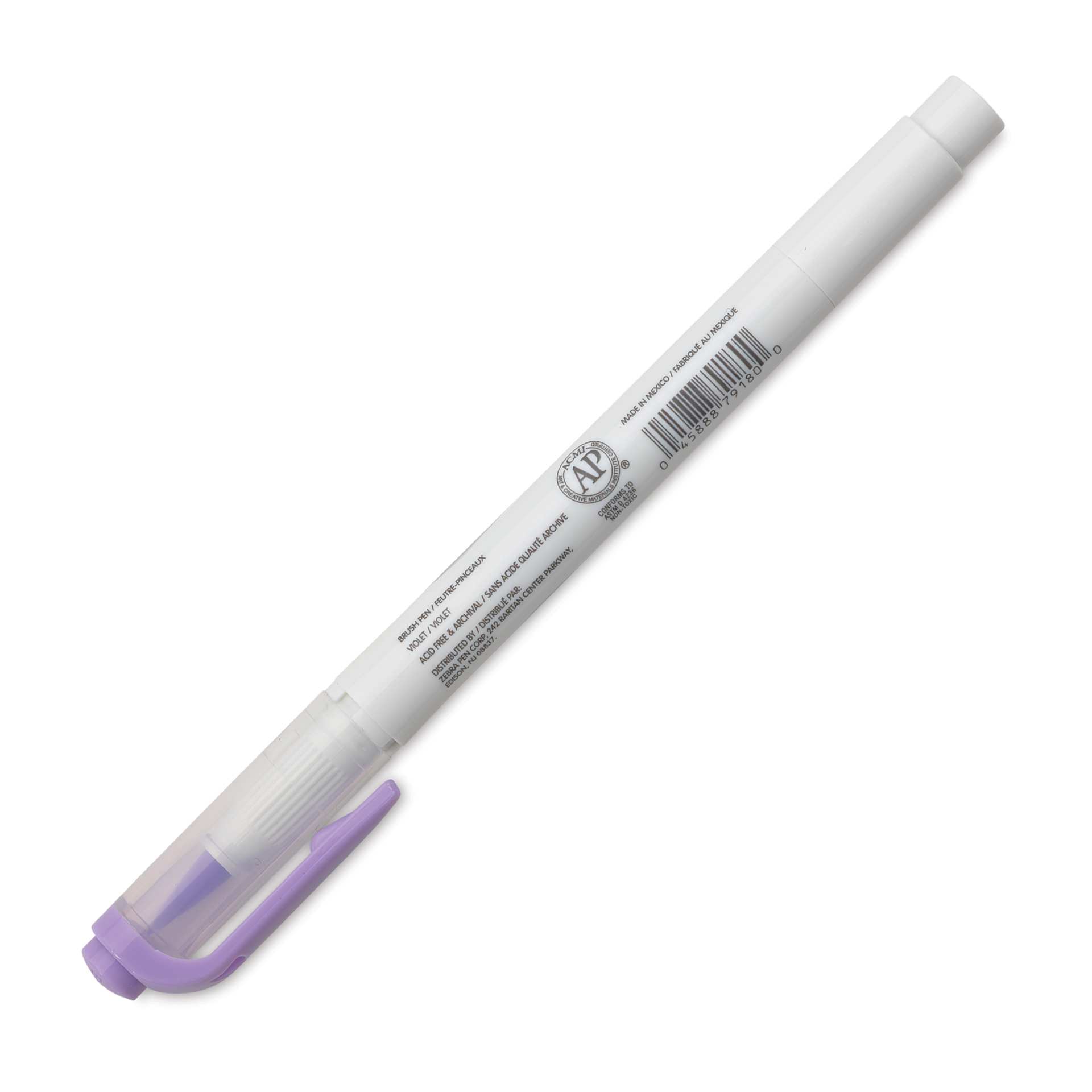 Zebra Mildliner Double Ended Brush Pen - Violet, caps on showing side of the pen barrel