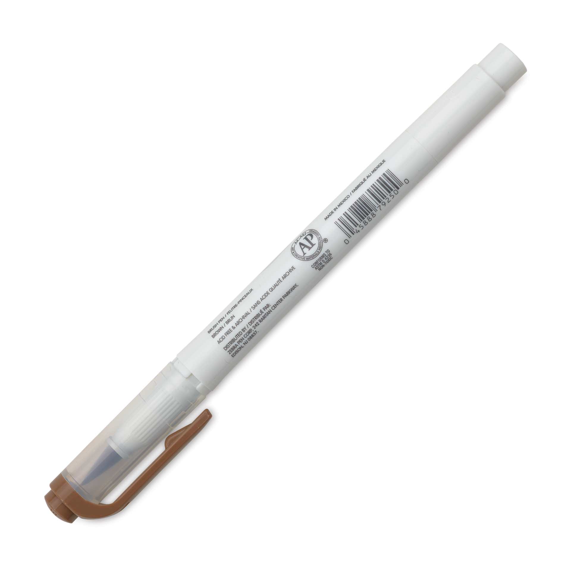Zebra Mildliner Double Ended Brush Pen - Brown, caps on showing side of pen barrel