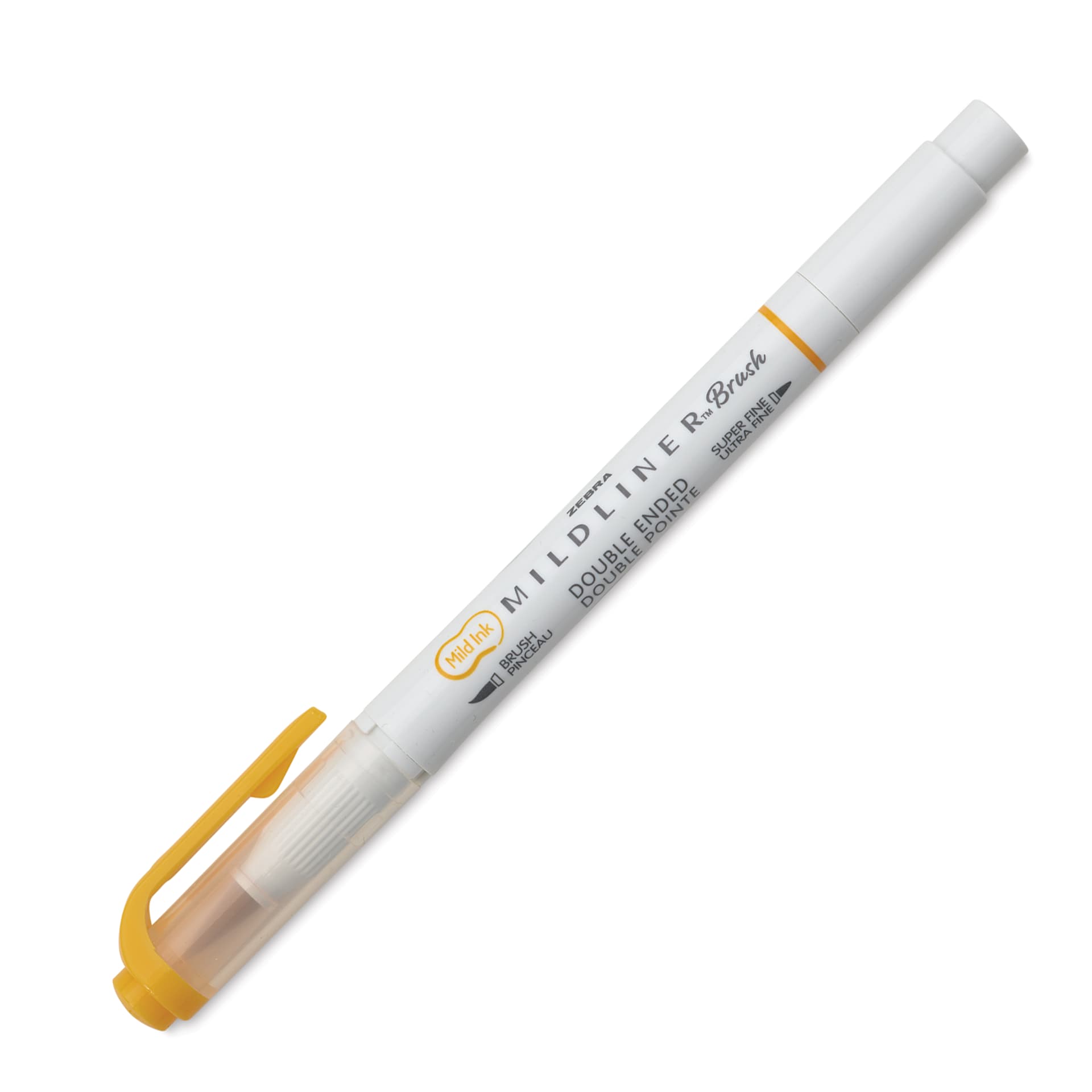 Zebra Mildliner Double Ended Brush Pen - Gold, caps on