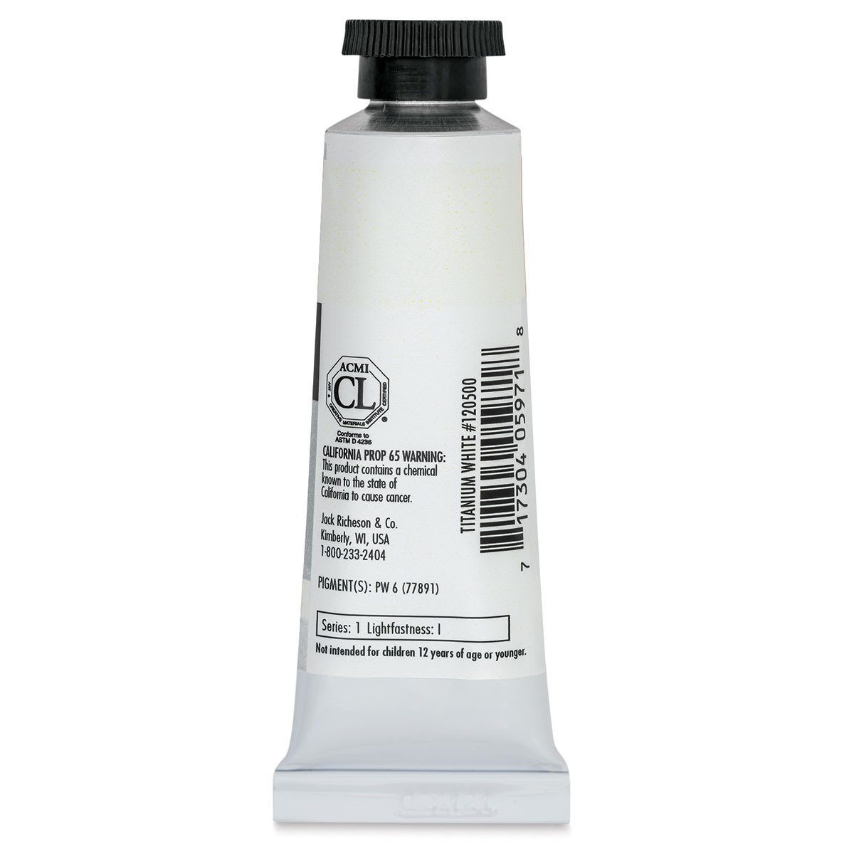 Richeson Casein Paint the Shiva Series - Titanium White, 37 ml tube back