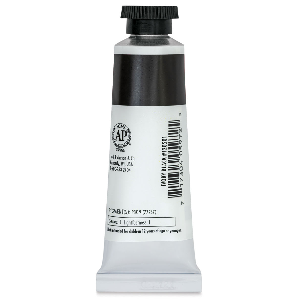 Richeson Casein Paint the Shiva Series - Ivory Black, 37 ml tube back