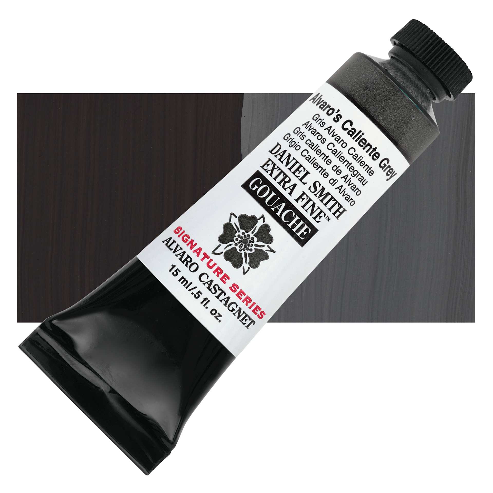 Daniel Smith Extra Fine Gouache - Alvaro's Caliente Grey, 15 ml tube and swatch