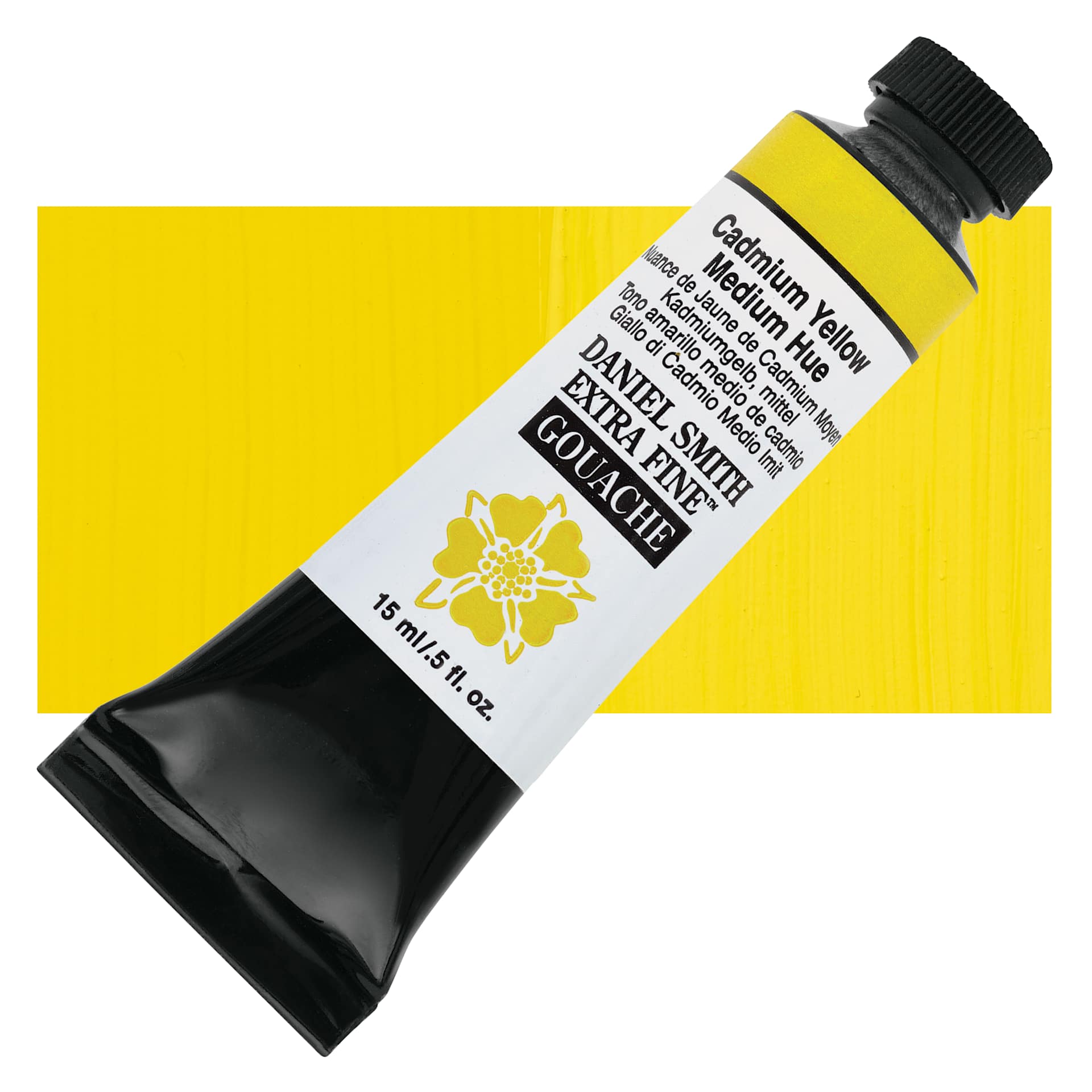 Daniel Smith Extra Fine Gouache - Cadmium Yellow Medium Hue, 15 ml Tube and swatch