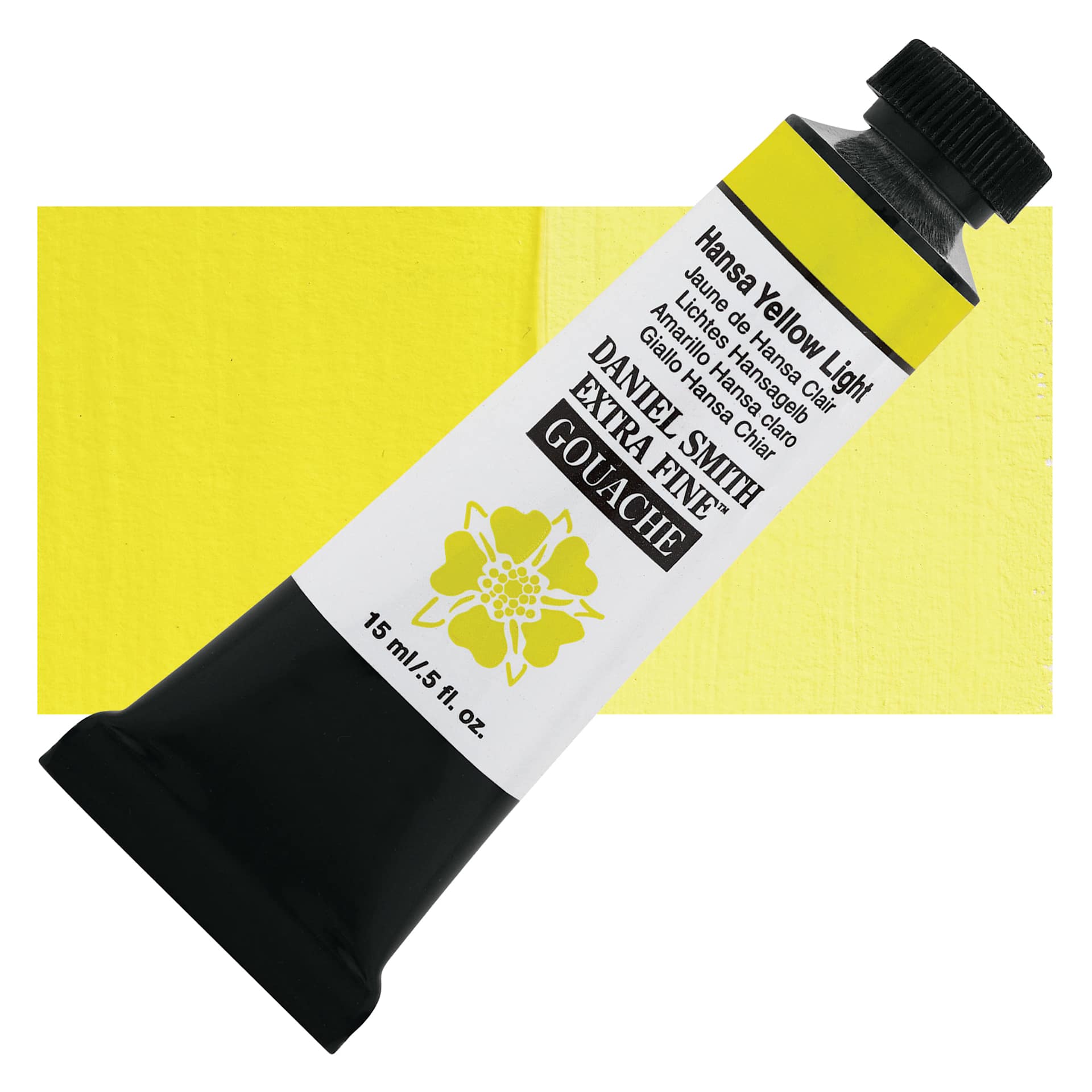Daniel Smith Extra Fine Gouache - Hansa Yellow Light, 15 ml Tube and swatch