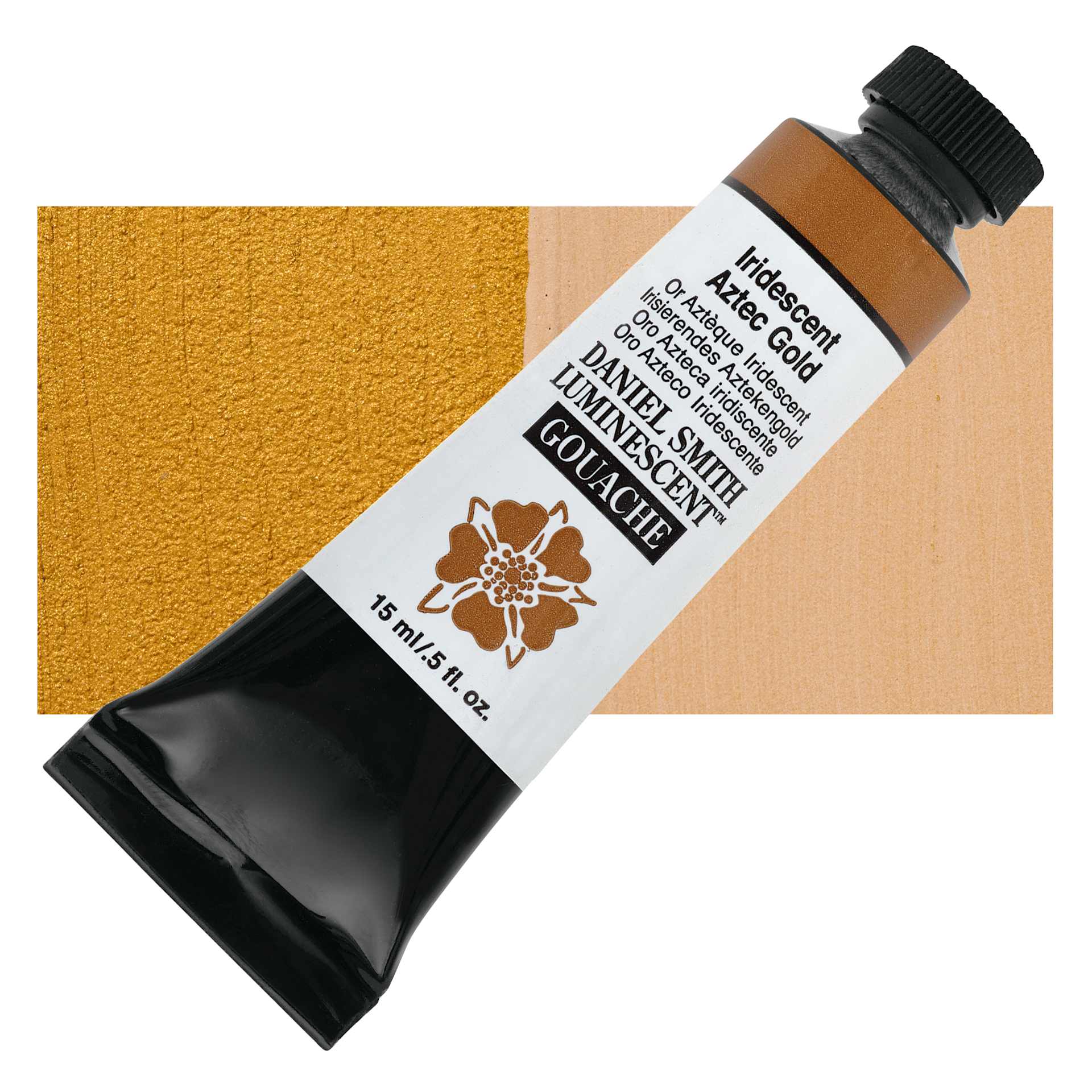 Daniel Smith Extra Fine Gouache - Iridescent Aztec Gold, 15 ml tube and swatch