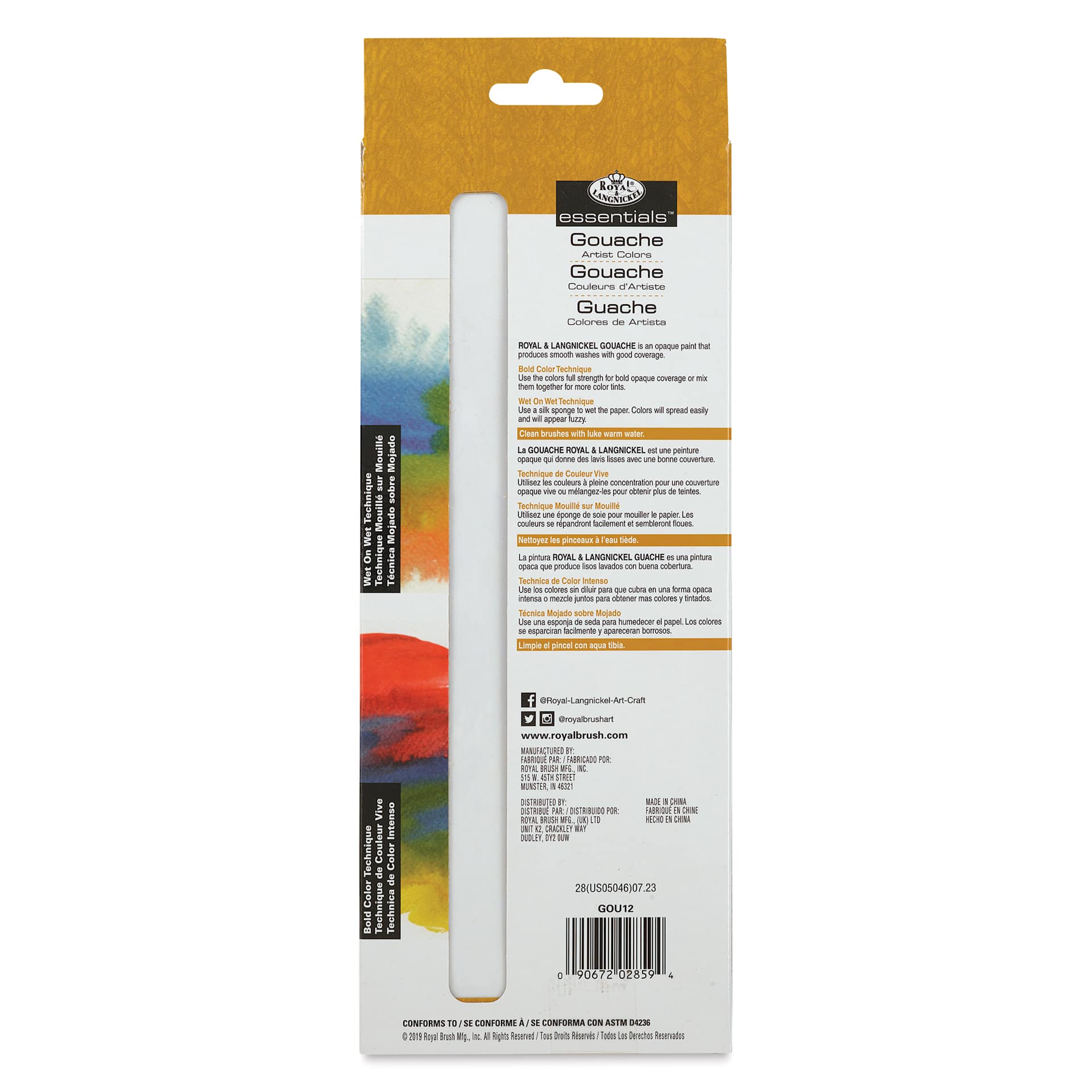 Royal & Langnickel Essentials Gouache Paint - Set of 14 back of package