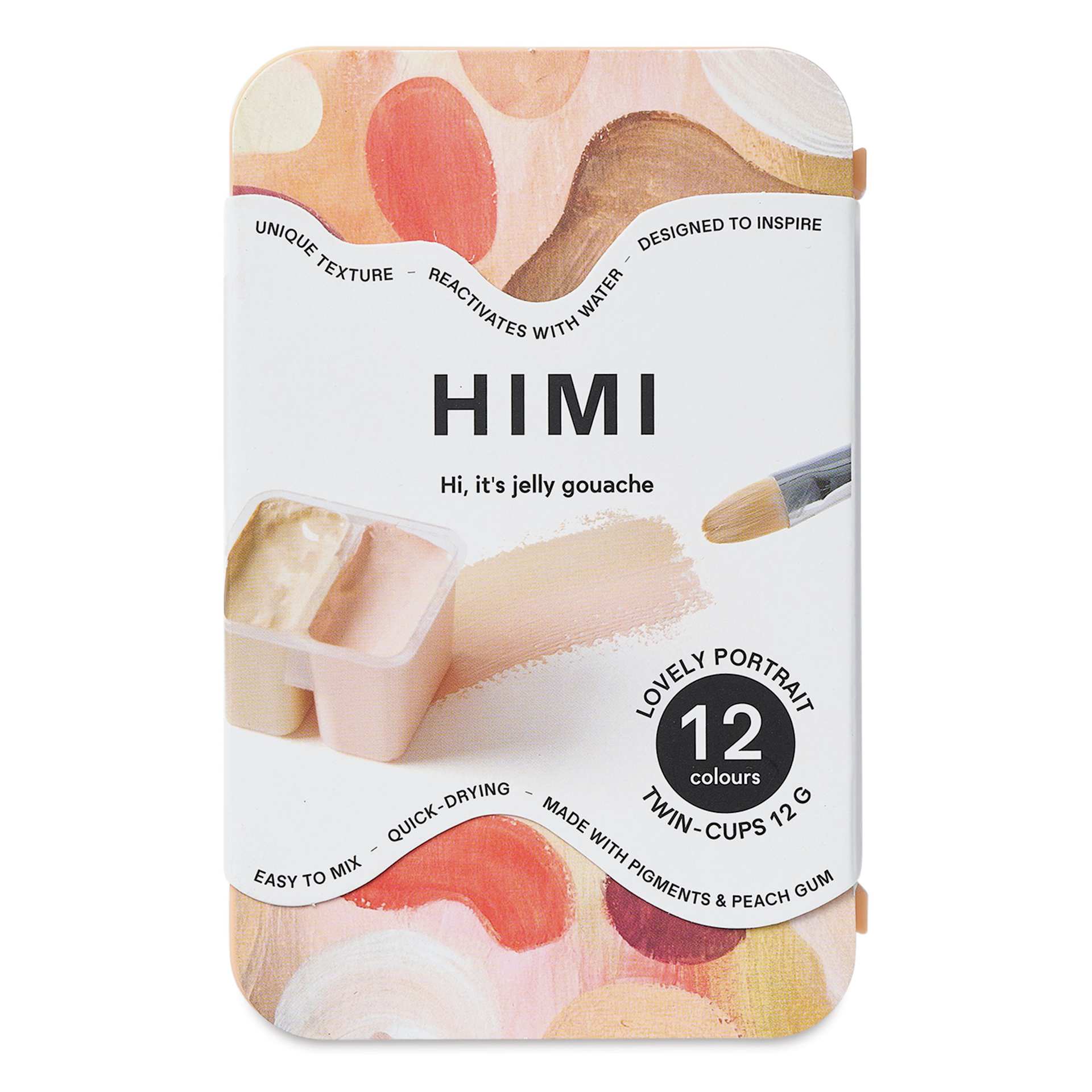 Himi Jelly Gouache Paint - Set of 12, Lovely Portrait, 12 g cups front of packaging